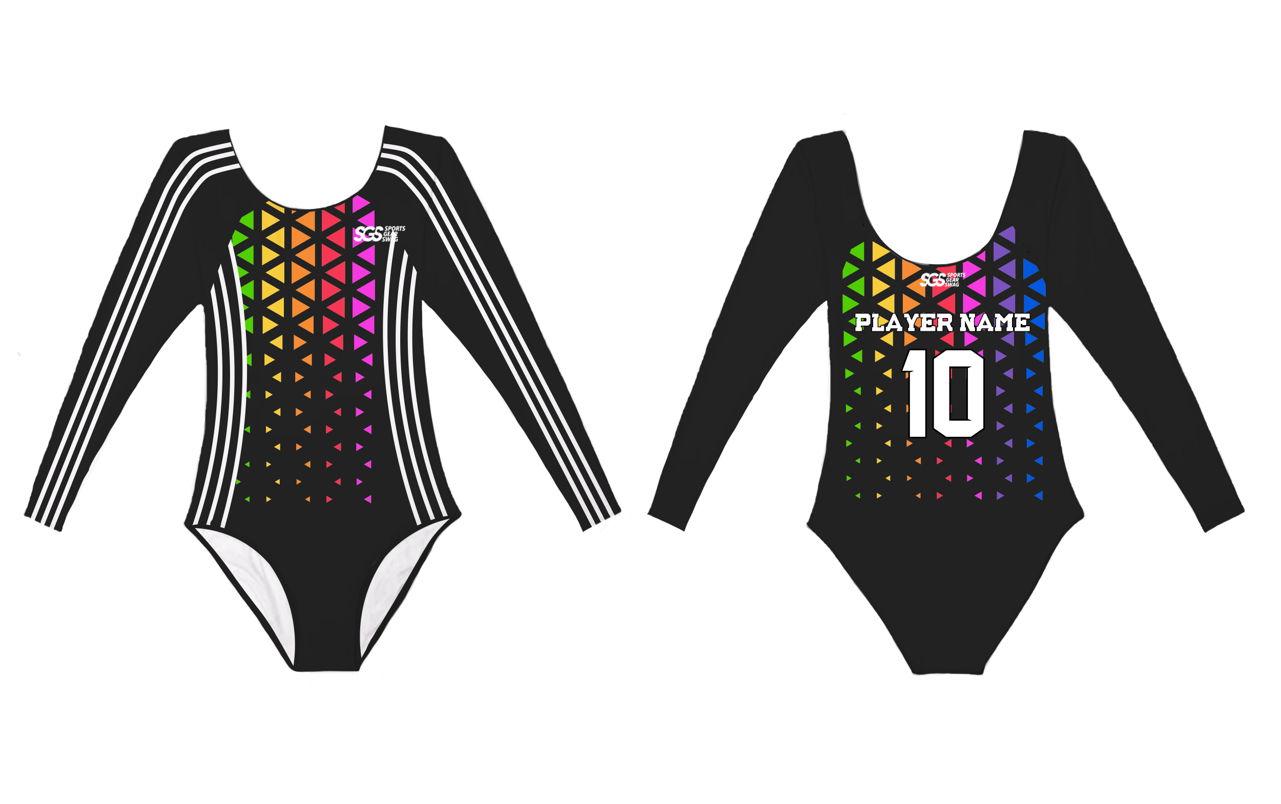 Custom long sleeve gymnastic uniform adult youth rainbow crisscross - Gymnastics-uniforms