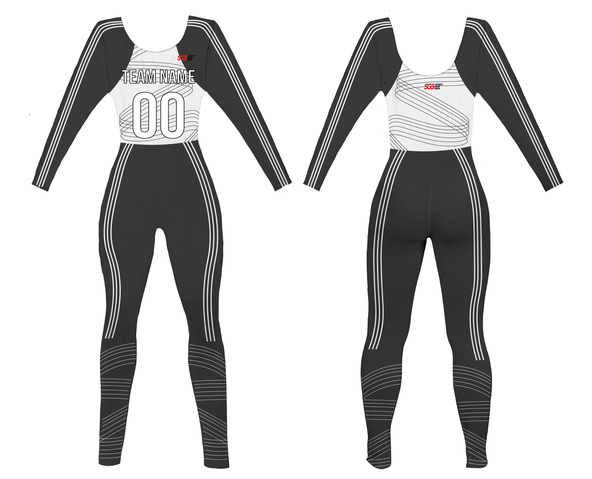 Custom women long sleeve dance bodysuit victory stripes - Dance-bodysuits