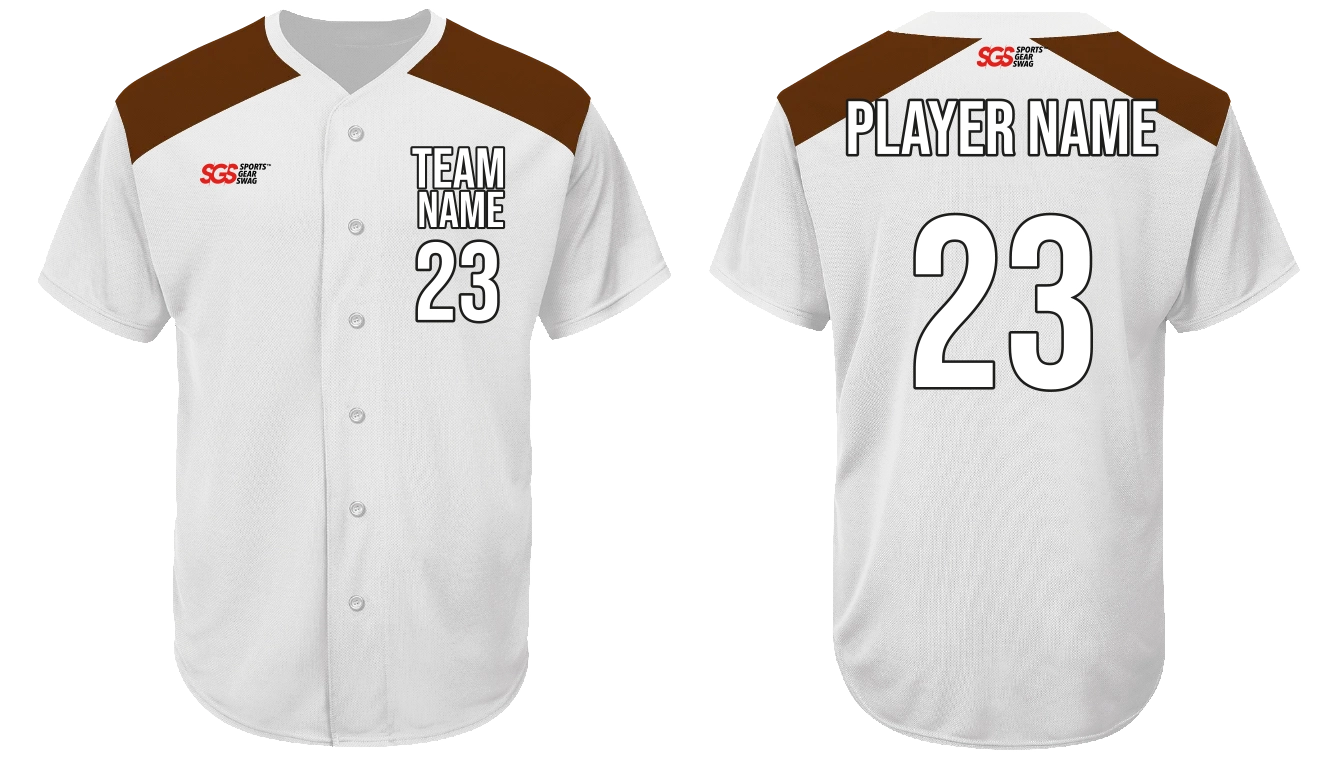 Custom white and cocoa adult youth unisex full buttons softball jersey - Jersey