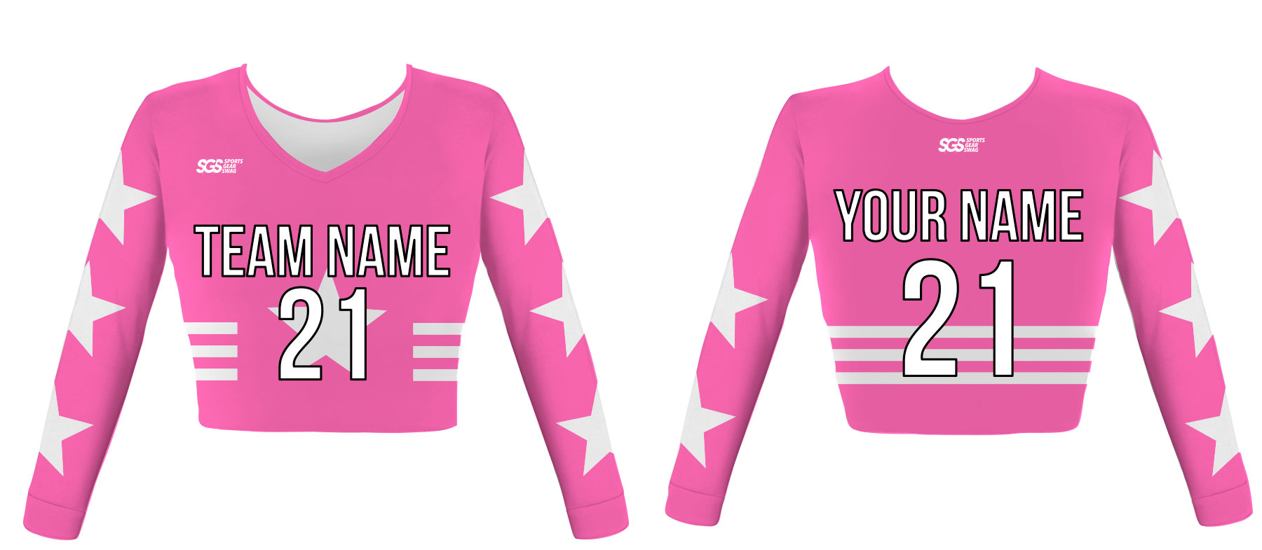 Custom lovely star adult youth unisex cheerleading long sleeve jersey - Jersey