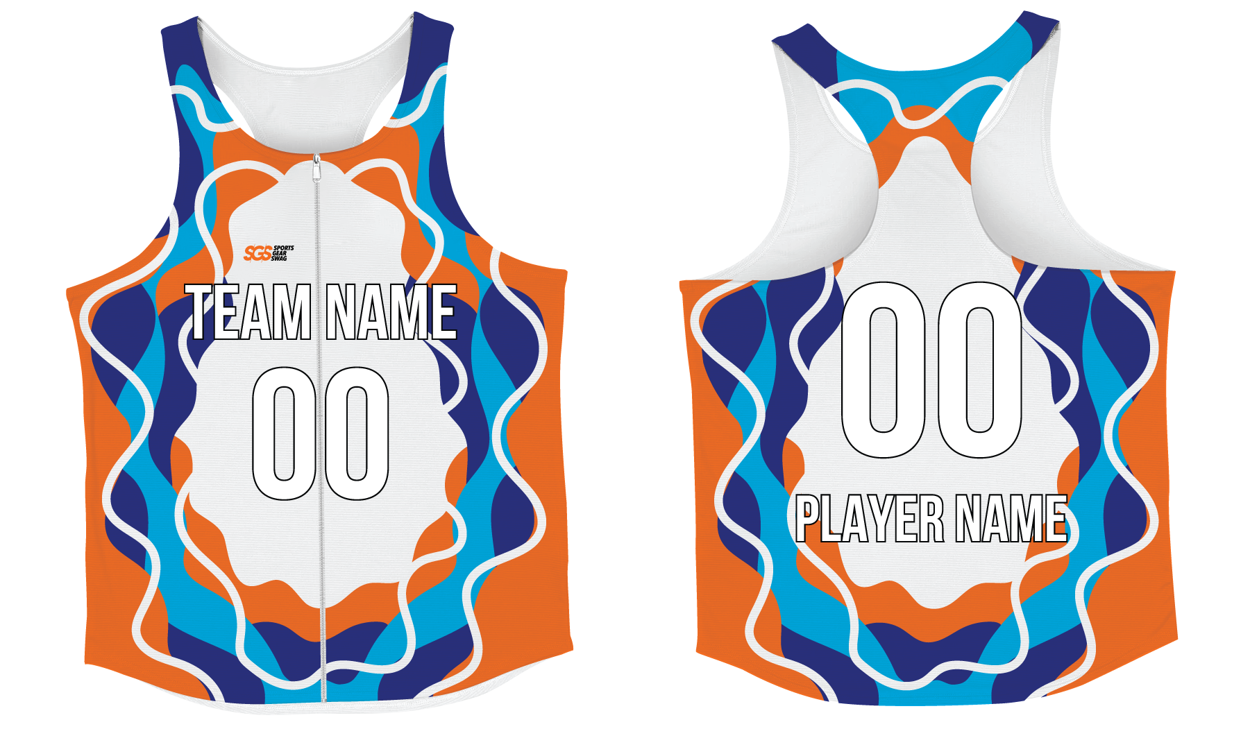 Custom full zip track singlets adult youth unisex wave dash - Track-singlets