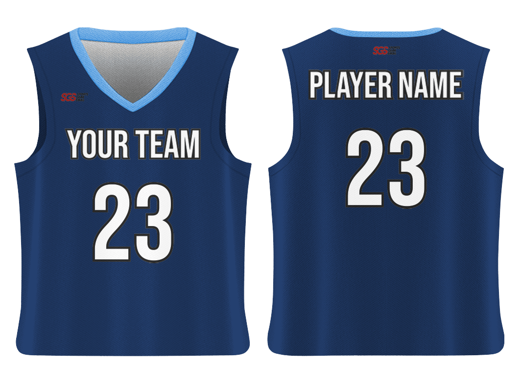 Custom elegant blue adult youth unisex basketball jersey - reversible uniform - Jersey