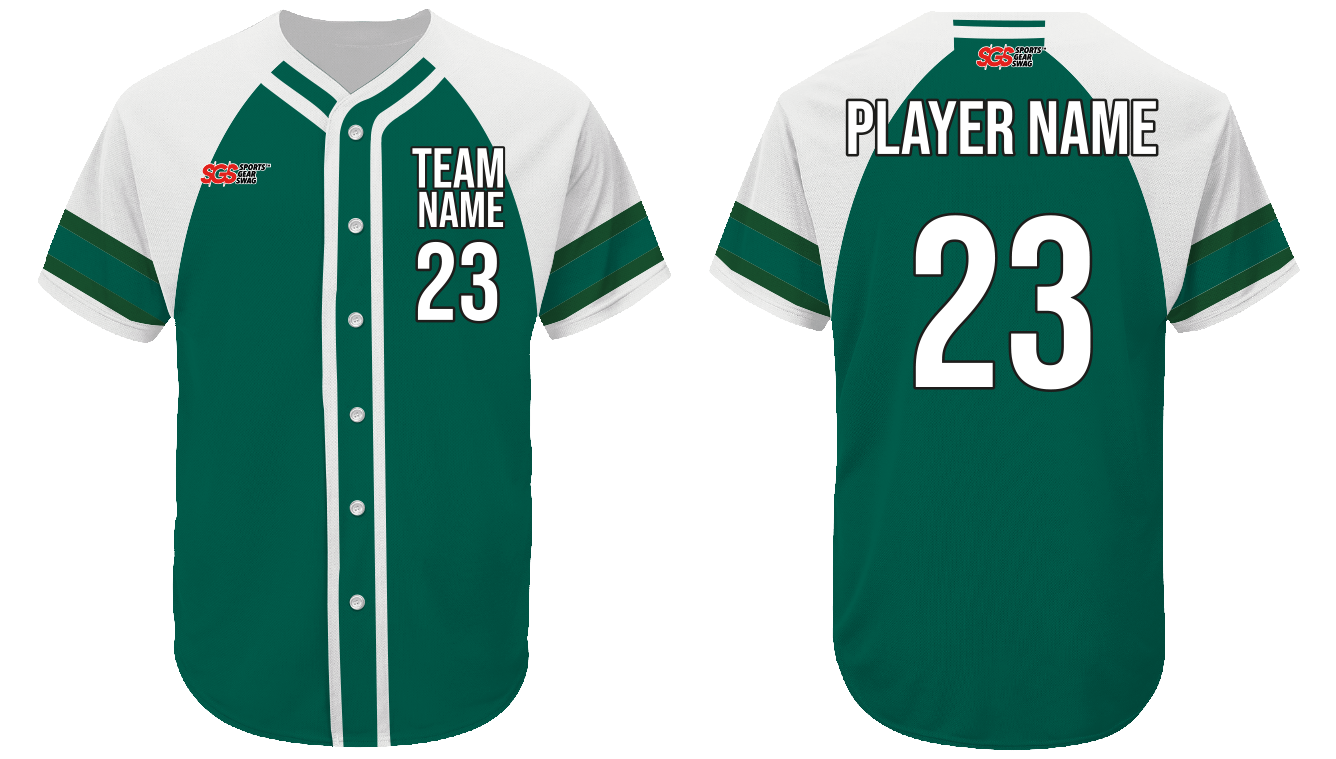 Custom emerald green adult youth unisex full buttons baseball jersey - Jersey