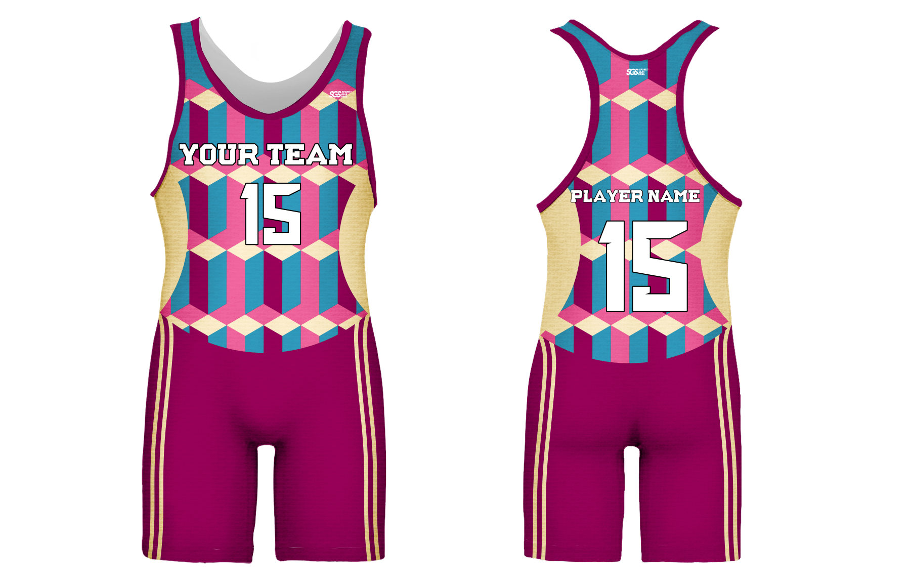 Custom adult youth unisex powerlifting suits quadrate clash - Powerlifting-singlets