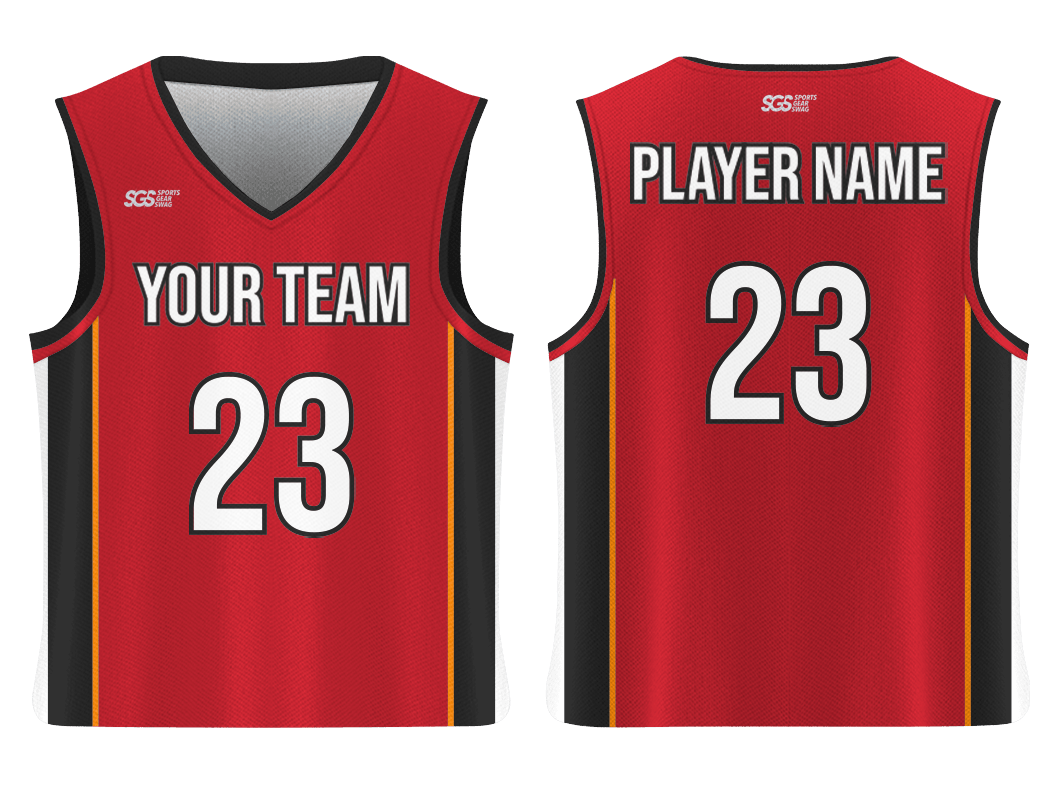 Custom stylish hot red adult youth unisex basketball jersey - reversible uniform - Jersey