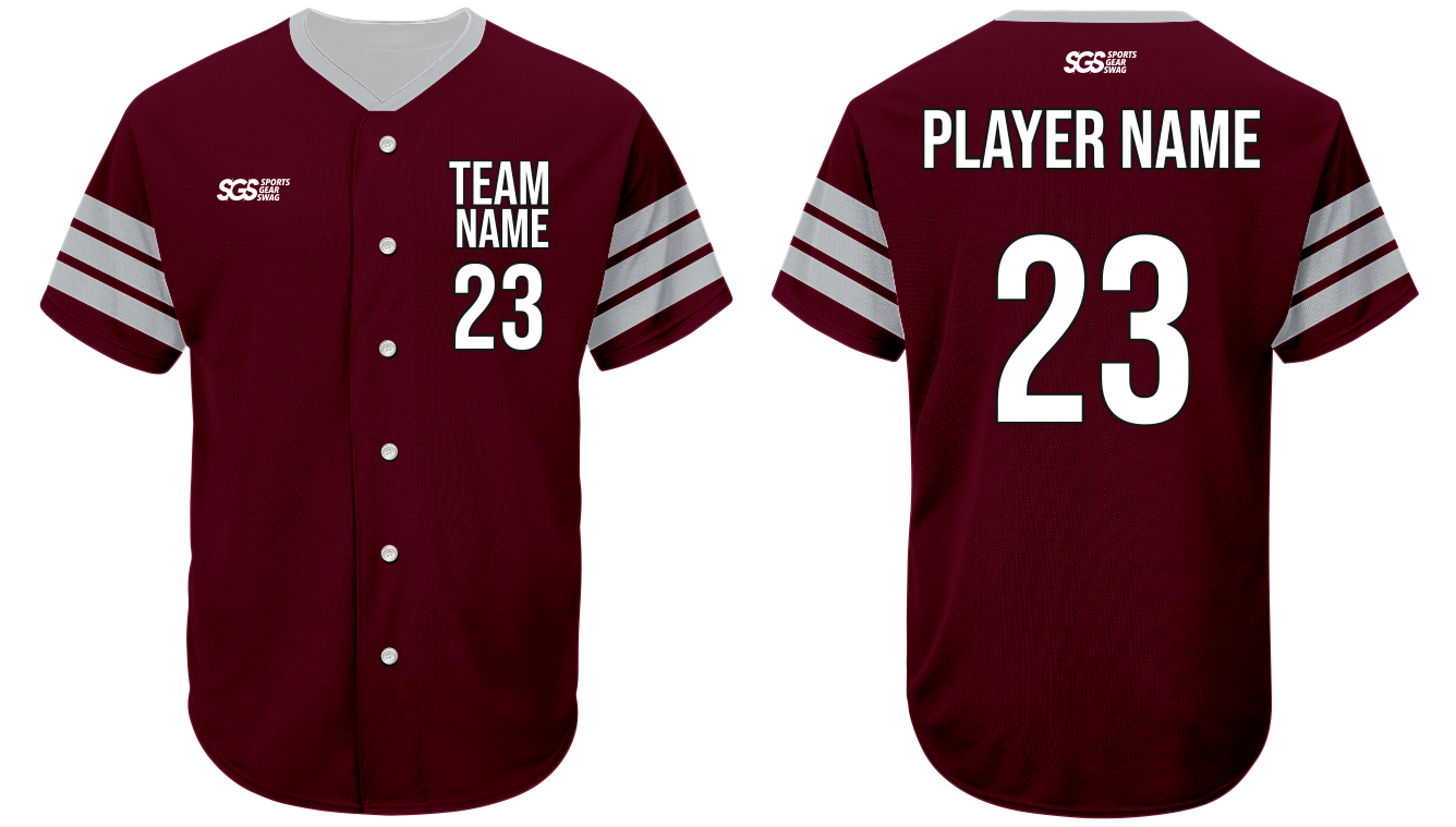 Custom bright maroon  adult youth unisex full buttons softball jersey - Jersey