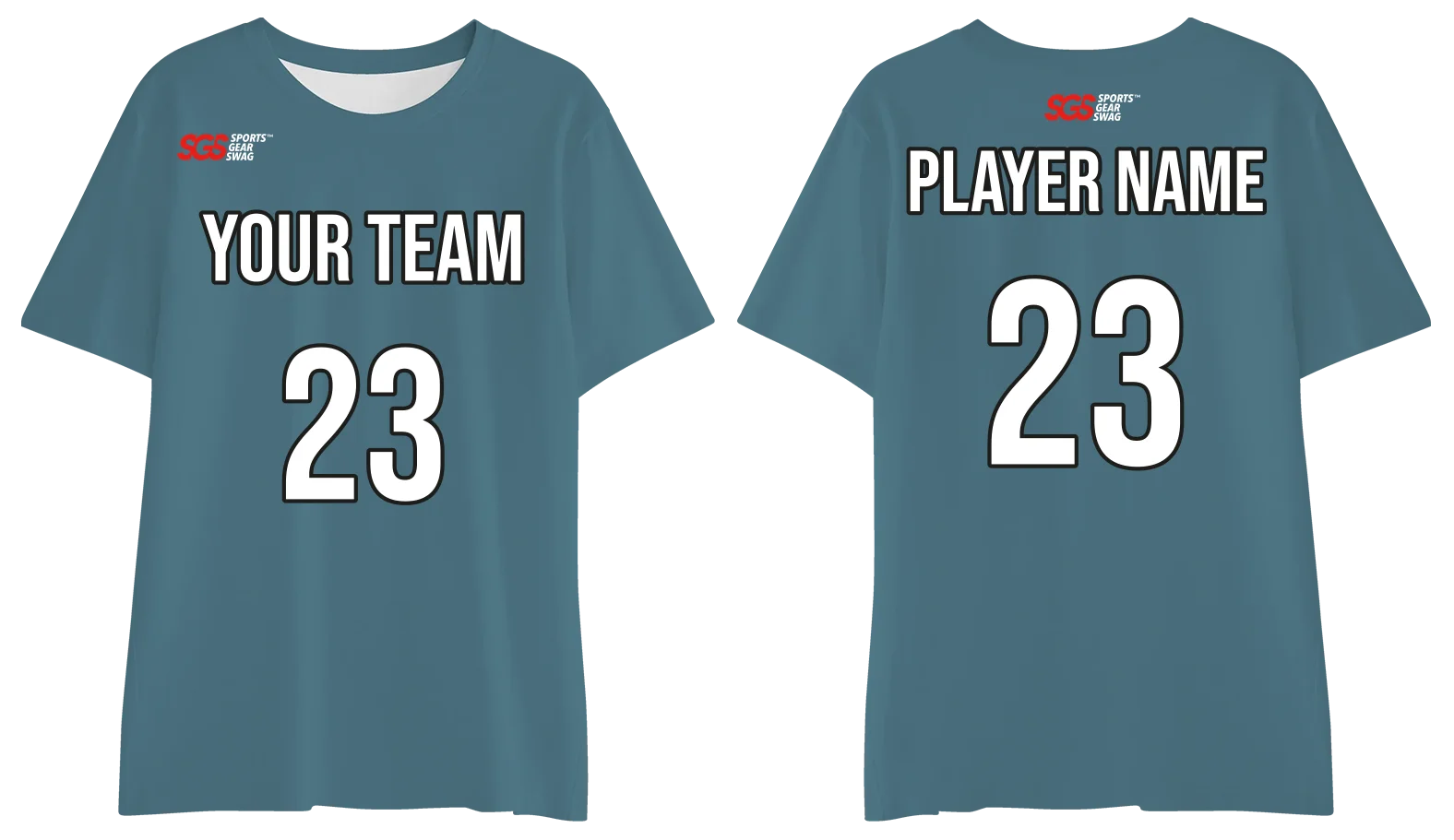 Custom teal blue adult youth unisex comfort short-sleeve t shirt - Jersey