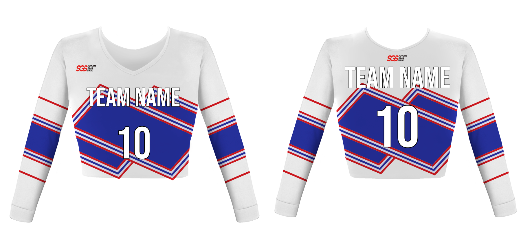 Custom rectangle shapes youth adult unisex cheerleading long sleeve crop top jersey - Jersey