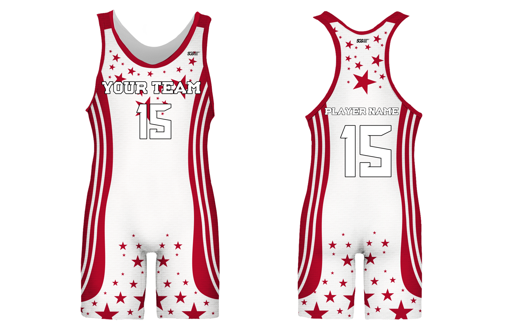 Custom adult youth unisex wrestling suits red star power - Wrestling-singlets
