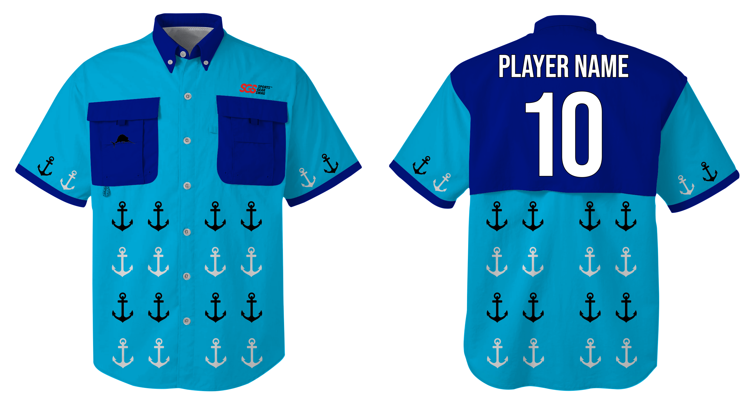 Custom fishing shirt adult youth unisex anchor wave - Jersey