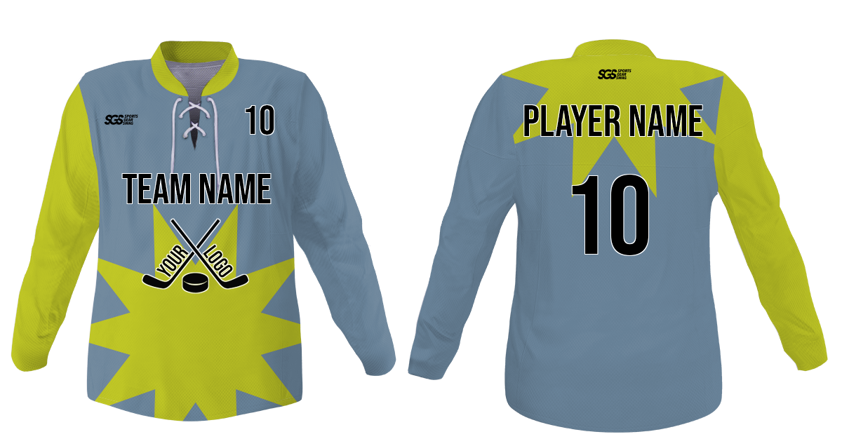 Custom yellow green youth unisex hockey jersey laces - Jersey