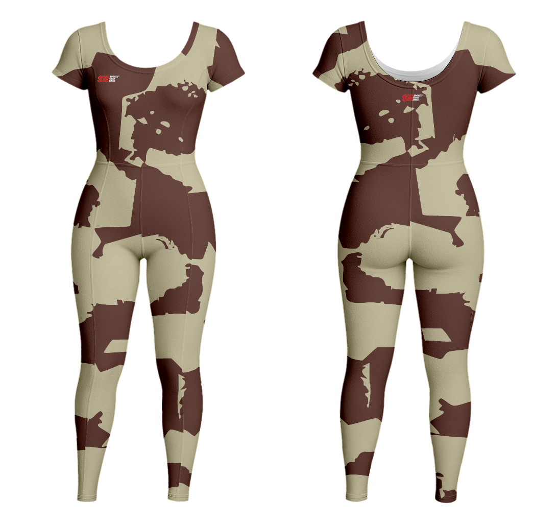 Custom women short sleeve dance bodysuit camouflage fusion - Dance-bodysuits