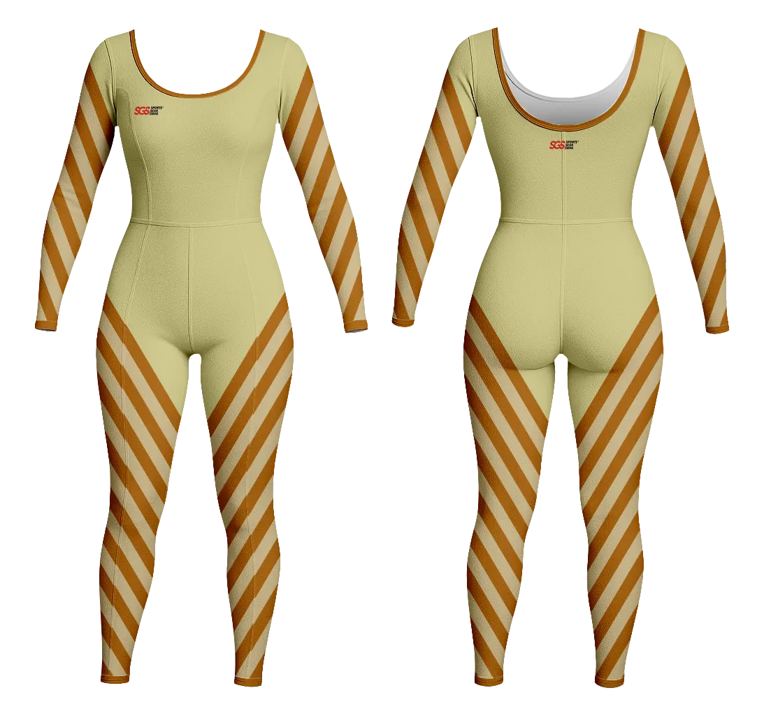 Custom women long sleeve unitards dance uniform stripe motion - Dance-bodysuits