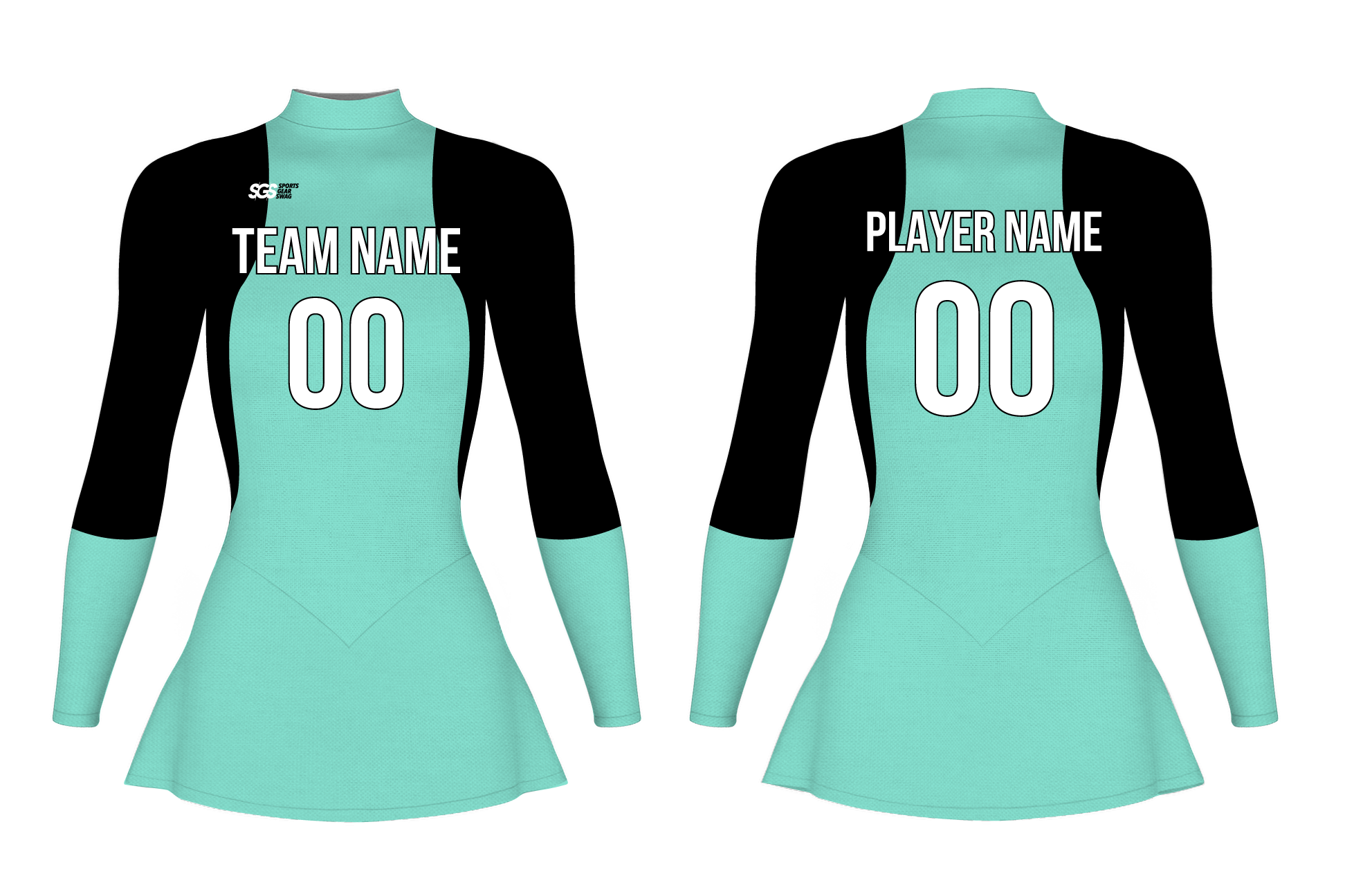 Custom figure skating long sleeve one piece uniform icy trim adult youth plain skirt - Figure-skating-one-piece-uniforms