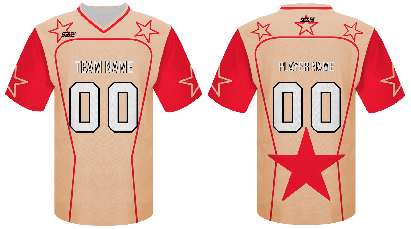 Custom red stars adult youth unisex football jersey - Jersey