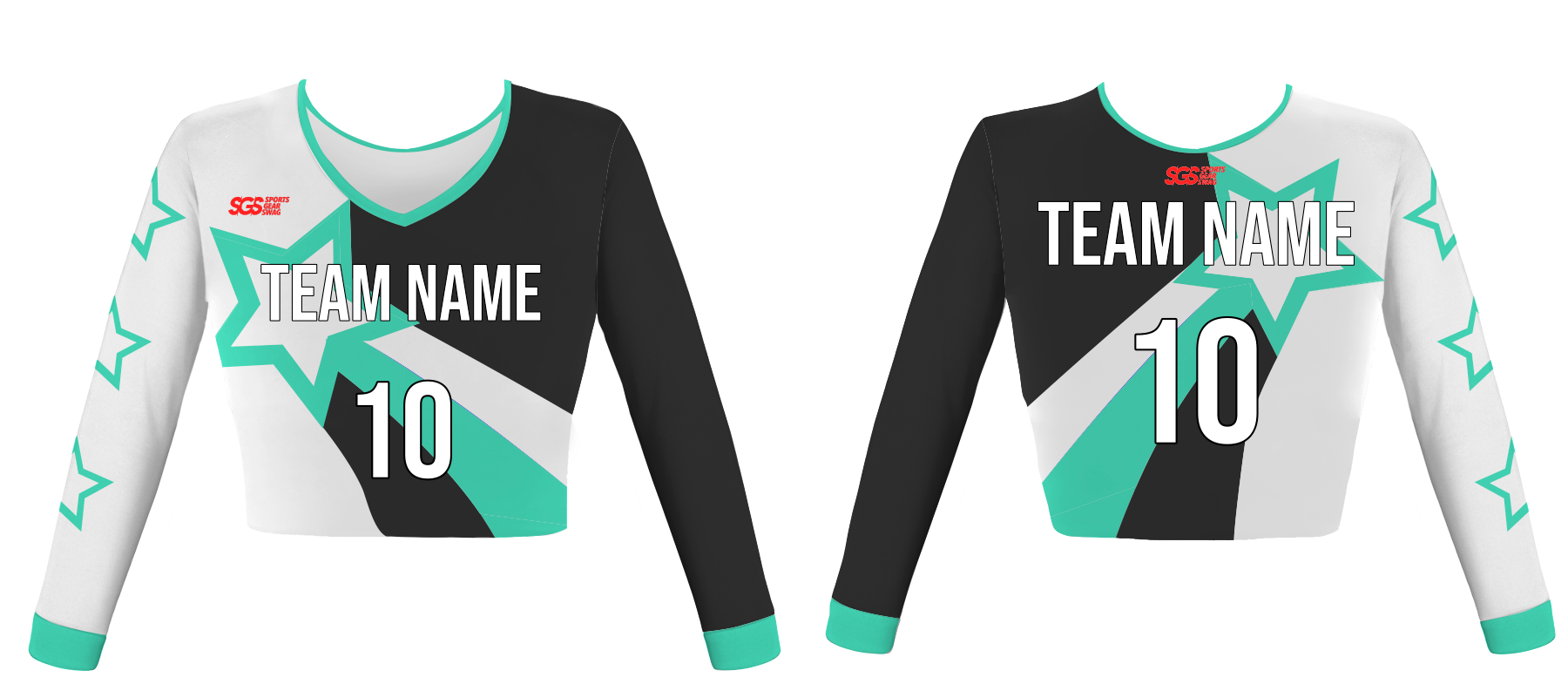 Custom shooting stars youth adult unisex cheerleading long sleeve crop top jersey - Jersey
