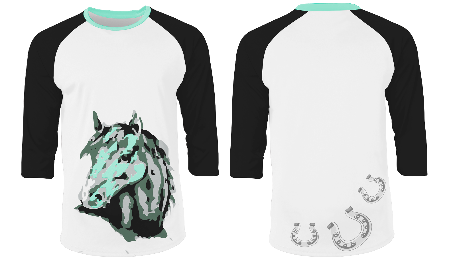 Custom horse print 3/4 sleeve adult youth unisex shirt - Shirt-3-4-sleeve