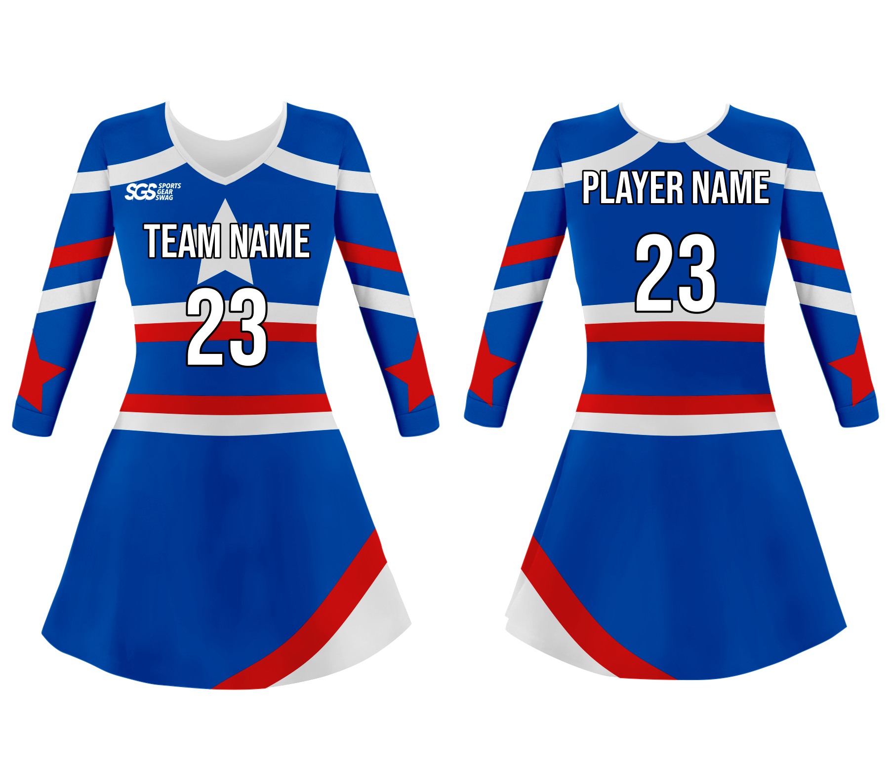 Custom big star adult youth unisex cheerleading dresses long sleeve jersey - Cheerleading-dress