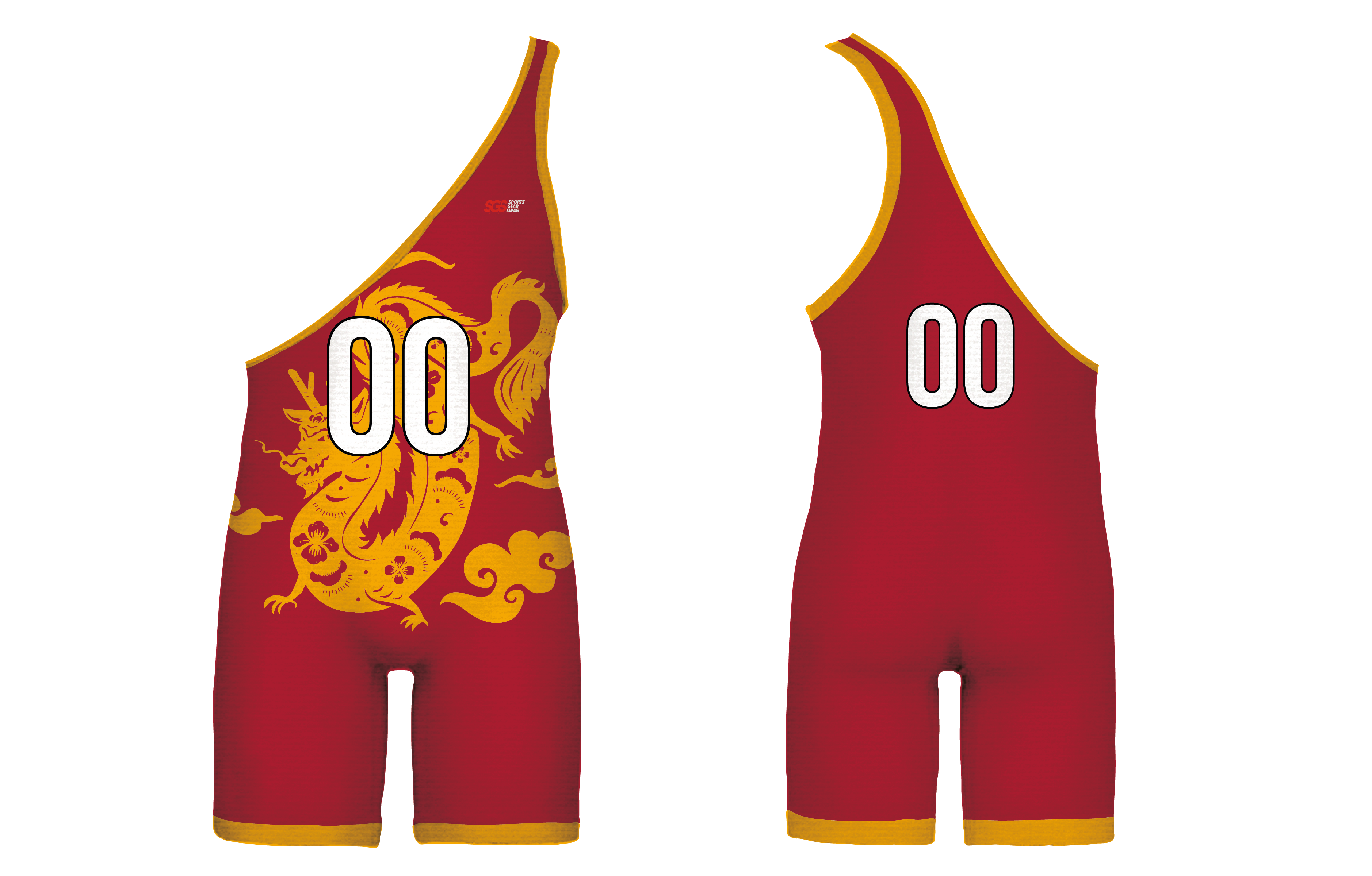 Custom single strap wrestling singlets adult youth unisex dragon king - Wrestling-singlets