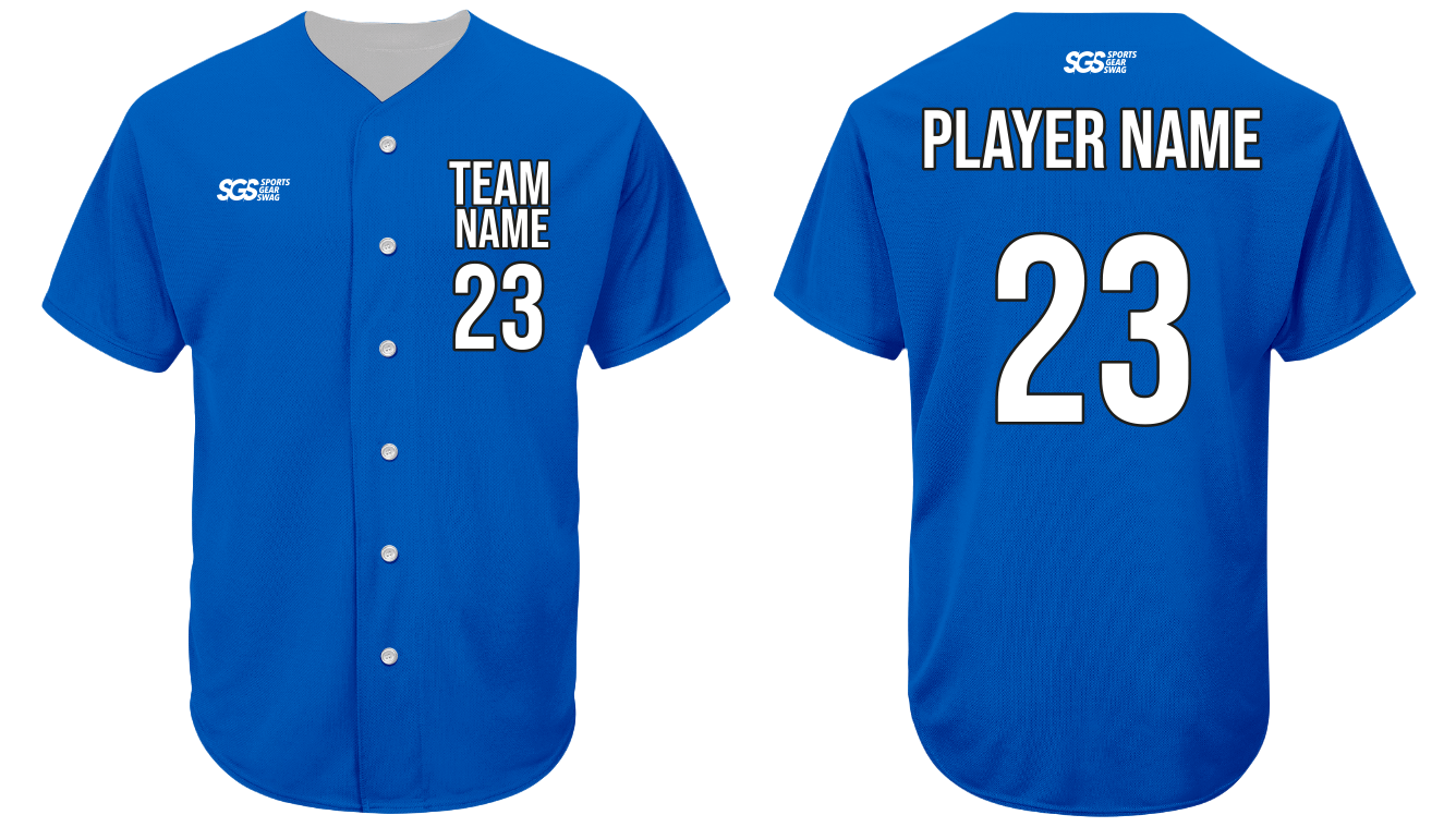Custom ocean blue adult youth unisex full buttons softball jersey - Jersey