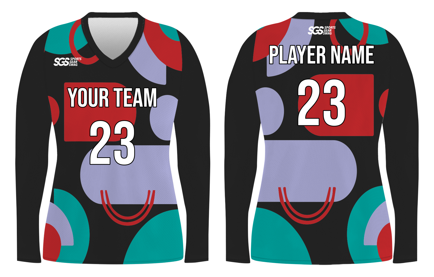 Custom elegant multi shapes adult youth volleyball long sleeve jersey - Jersey