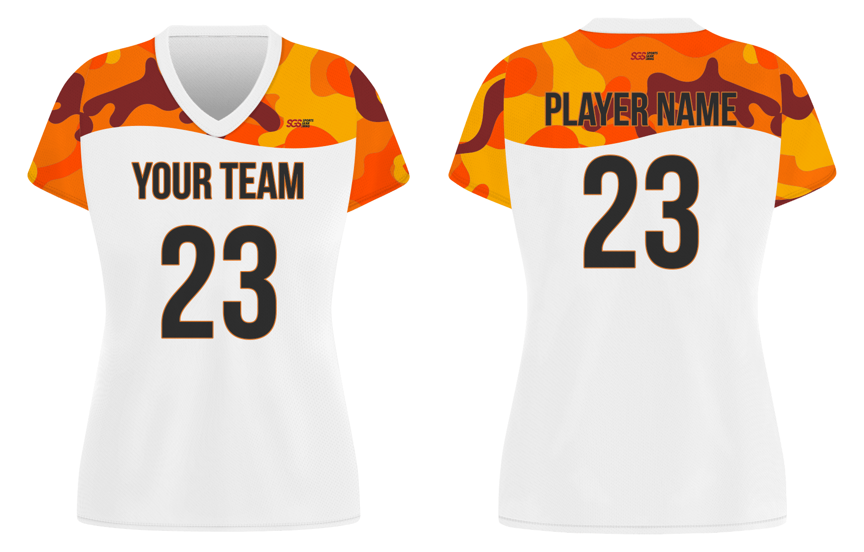 Custom orange camo adult youth volleyball jersey - Jersey
