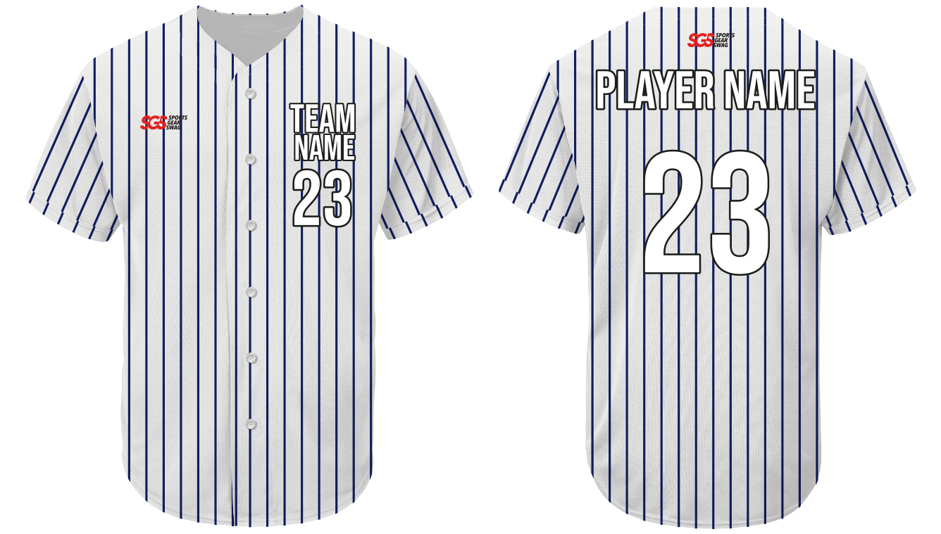 Custom white stripe  adult youth unisex full buttons baseball jersey - Jersey