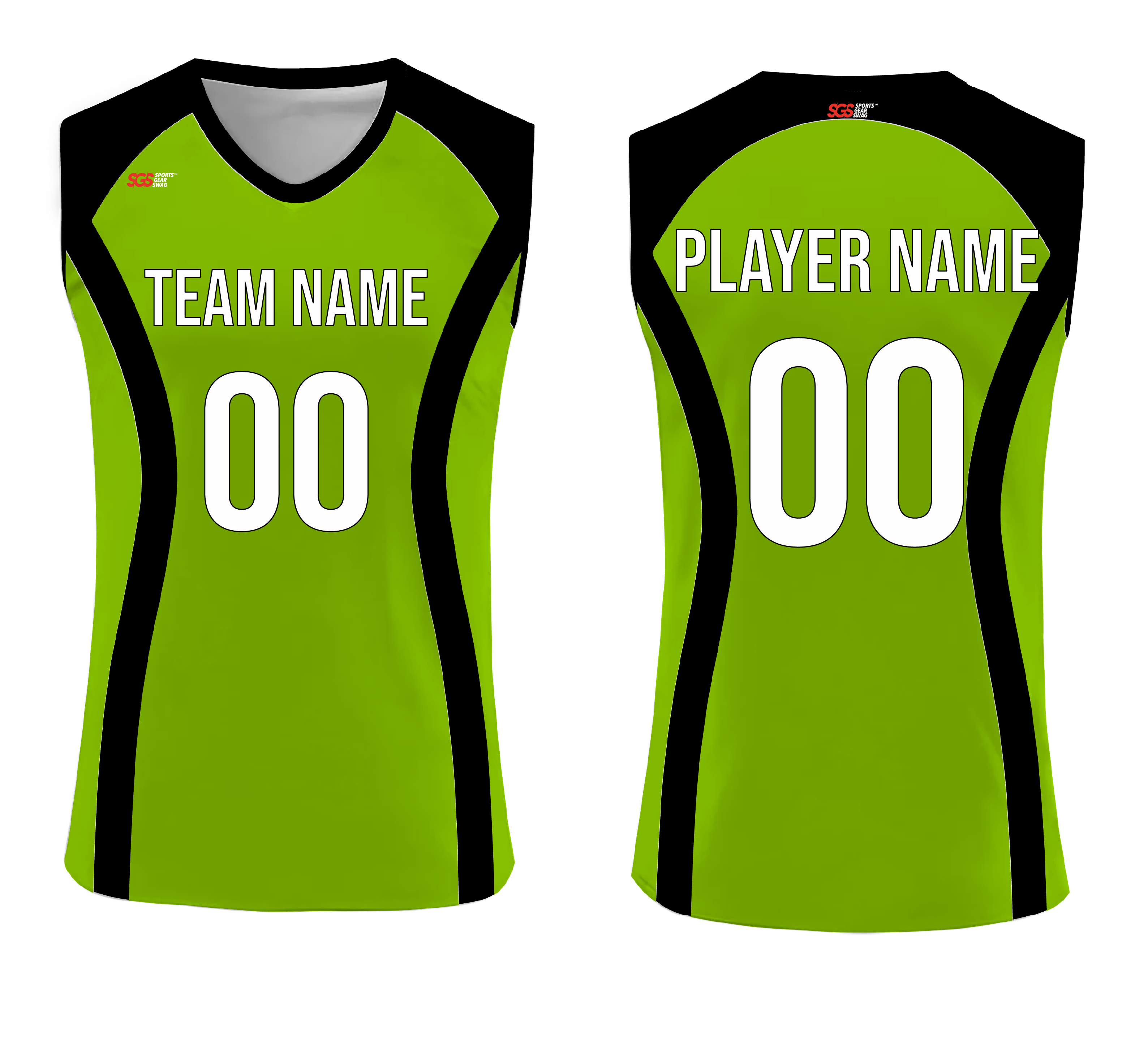 Custom green solids adult youth volleyball sleeveless jersey - Jersey