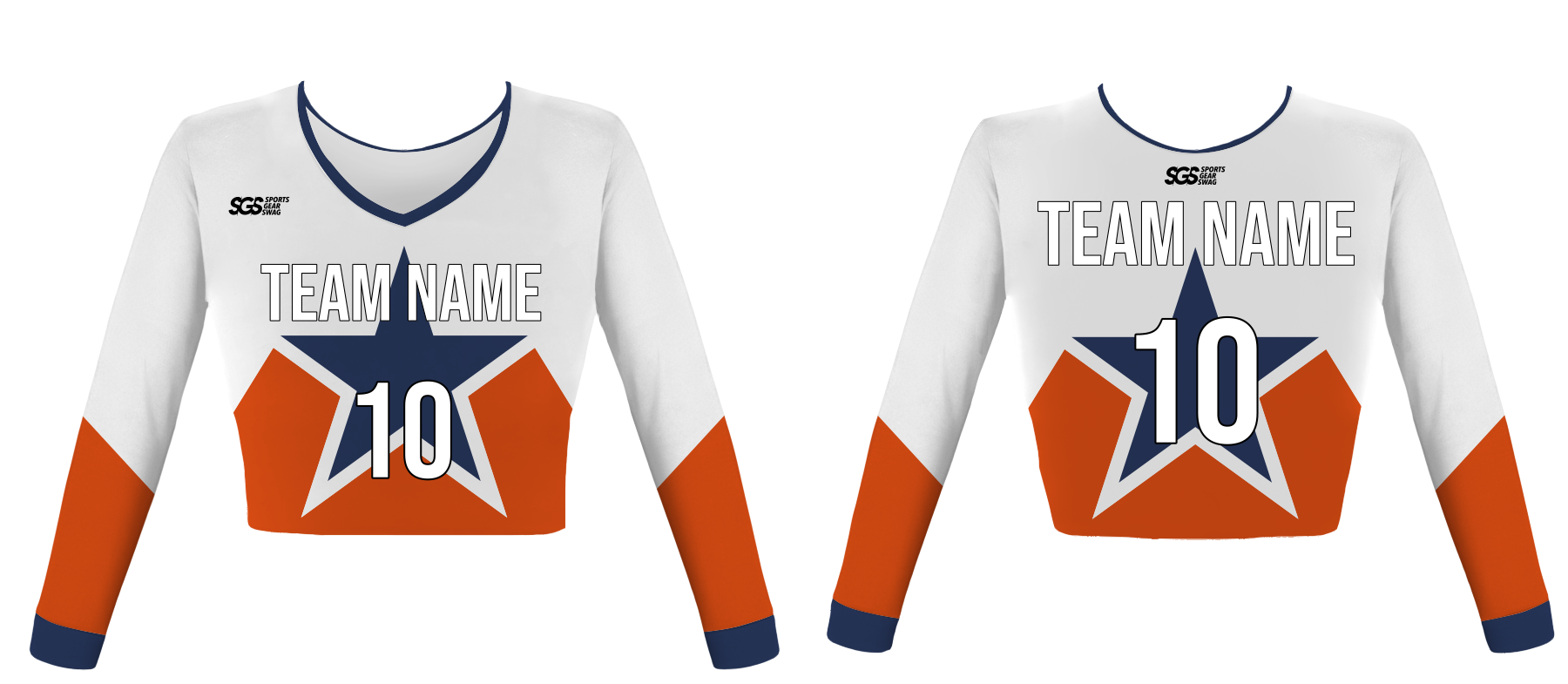 Custom big stars youth adult unisex cheerleading long sleeve crop top jersey - Jersey