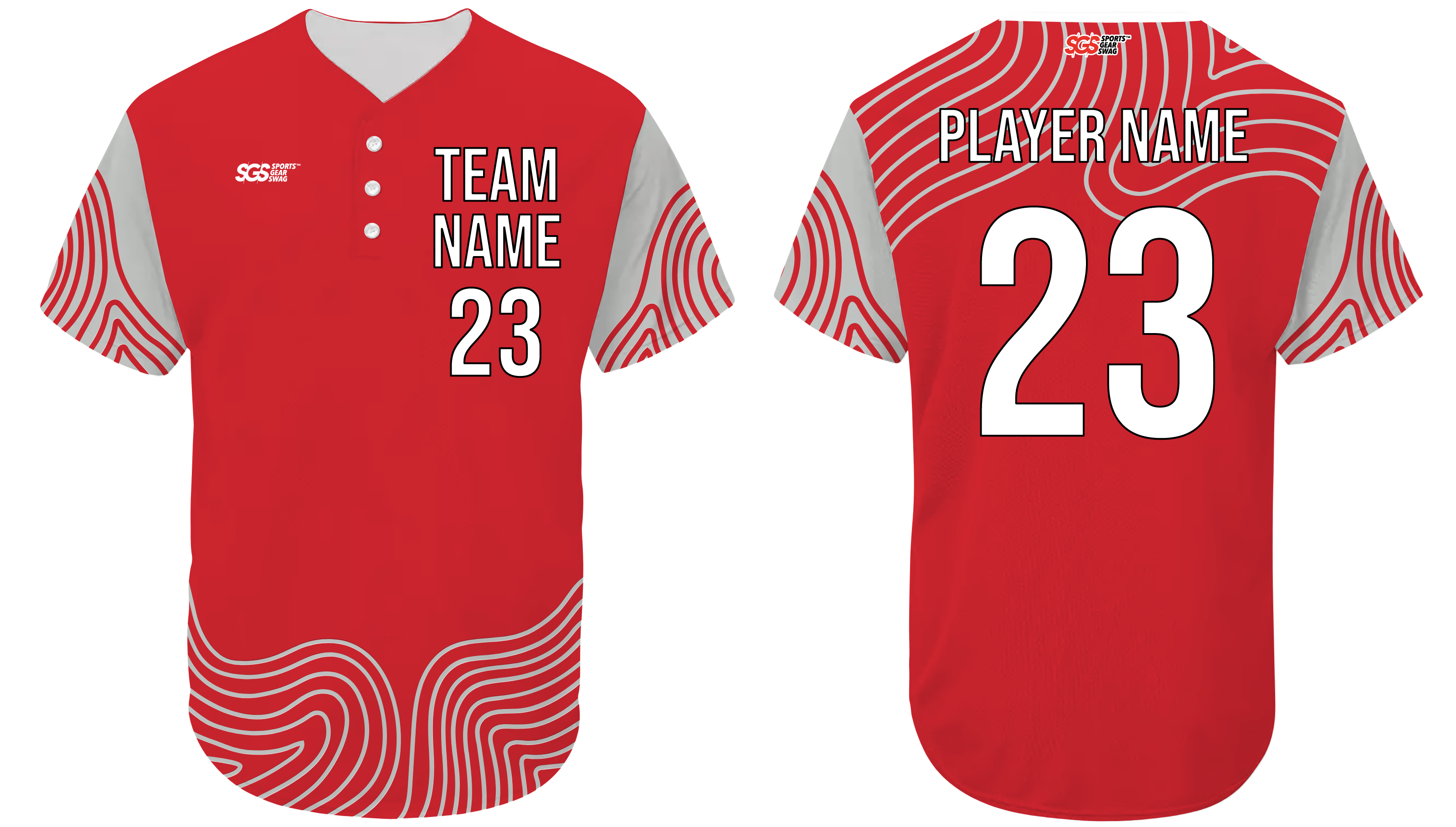 Custom curve lines adult youth unisex three buttons softball jersey - Jersey