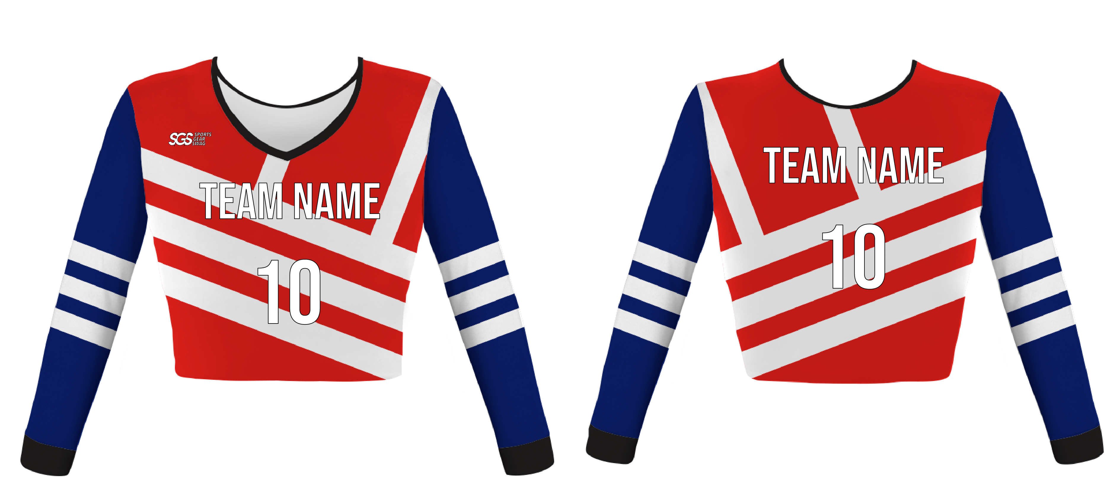 Custom crimson classic stripes youth adult unisex cheerleading long sleeve crop top jersey - Jersey