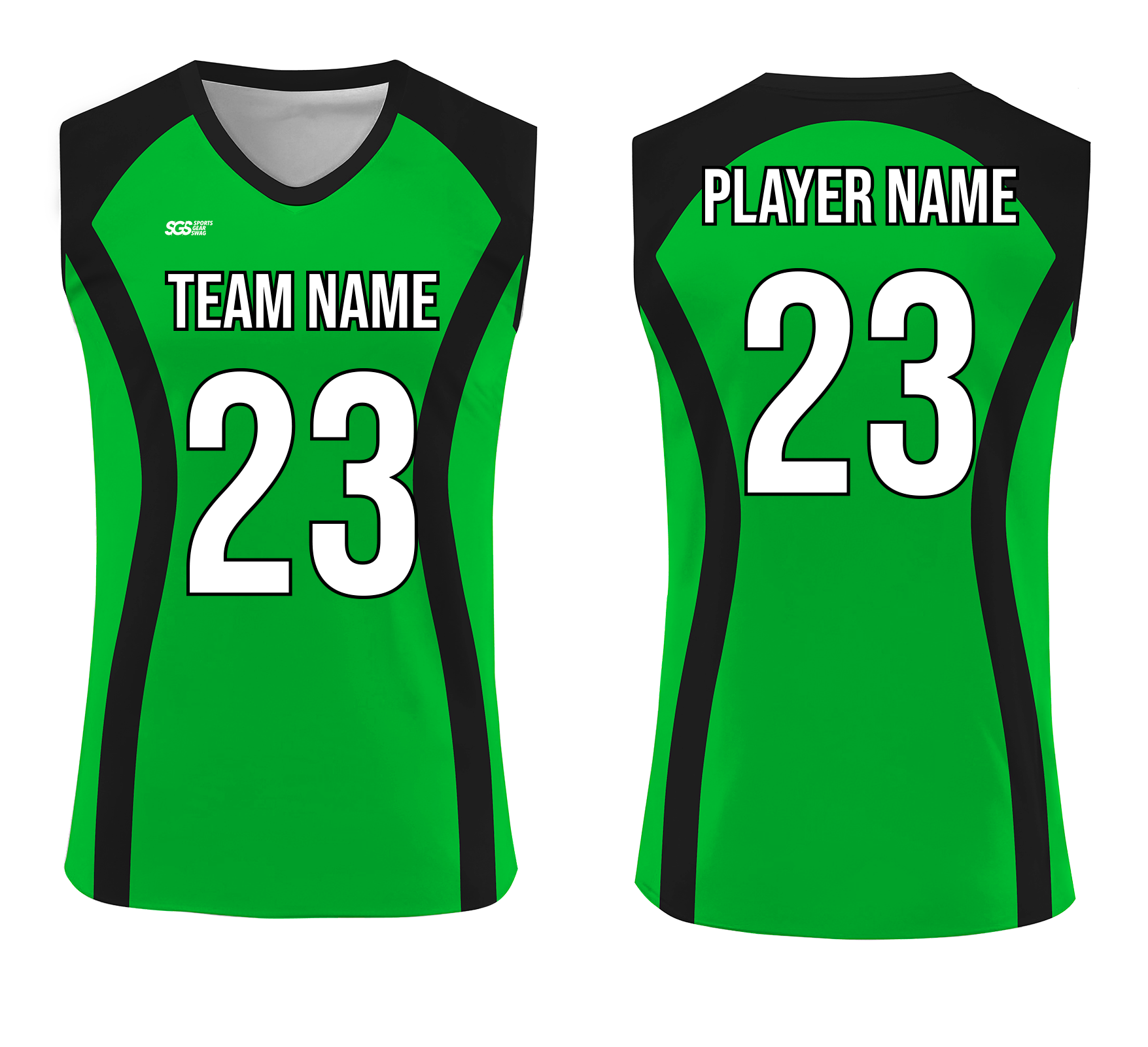 Custom green solids adult youth volleyball sleeveless jersey - Jersey