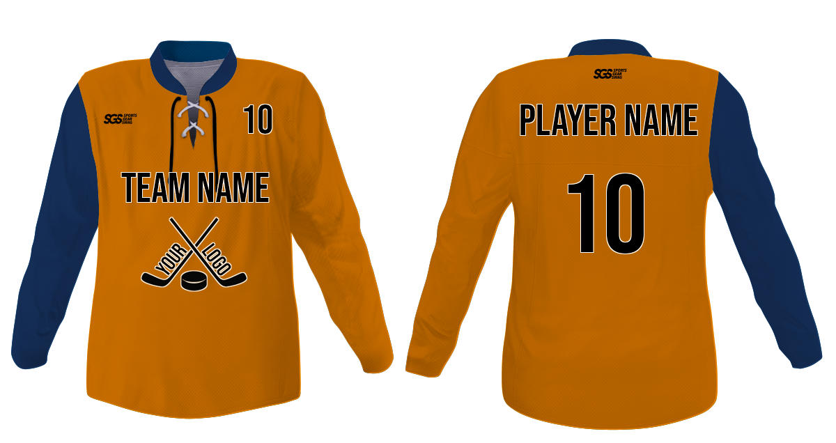 Custom solid orange adult youth unisex hockey jersey with laces - Jersey