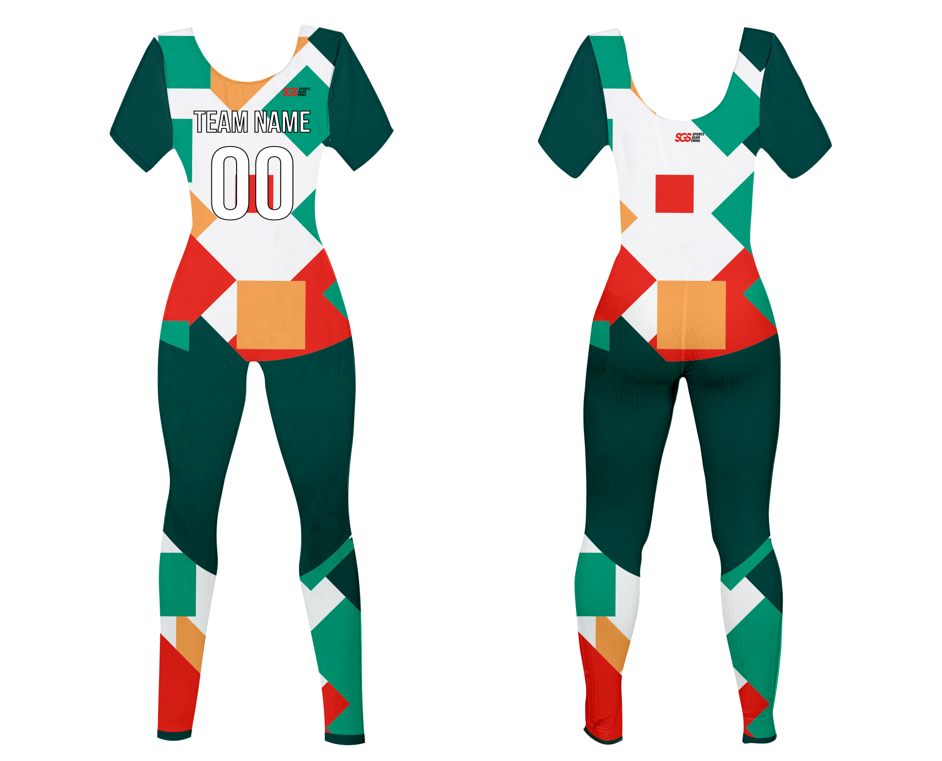Custom women short sleeve dance bodysuit green groove - Dance-bodysuits