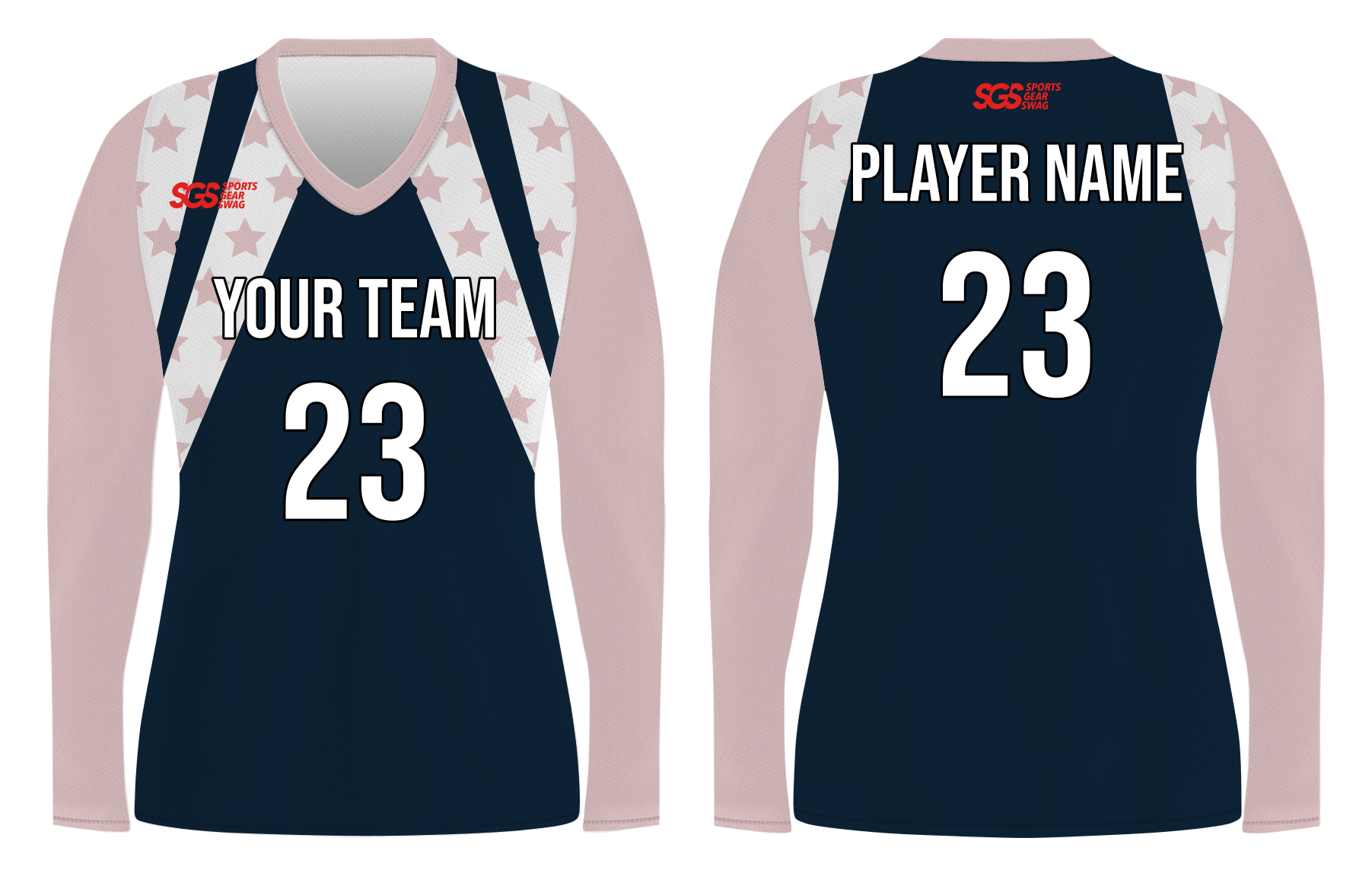 Custom twinkle stars adult youth volleyball long sleeve jersey - Jersey