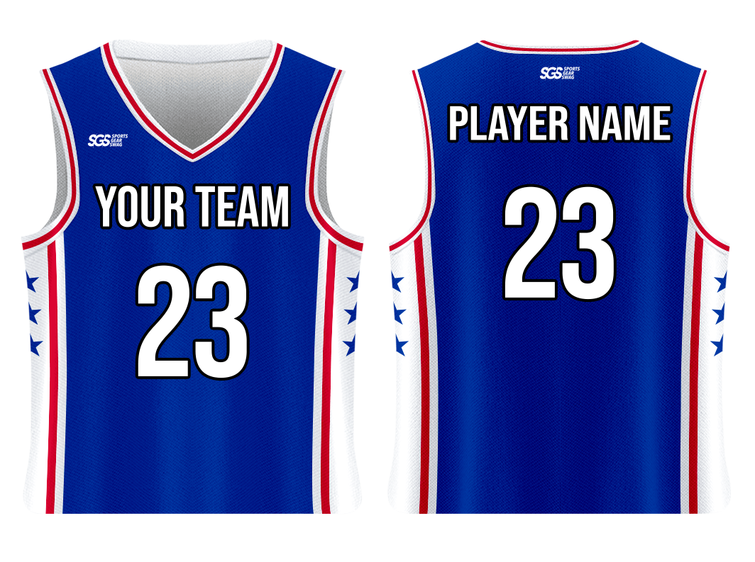 Custom blue star adult youth unisex basketball jersey - Jersey