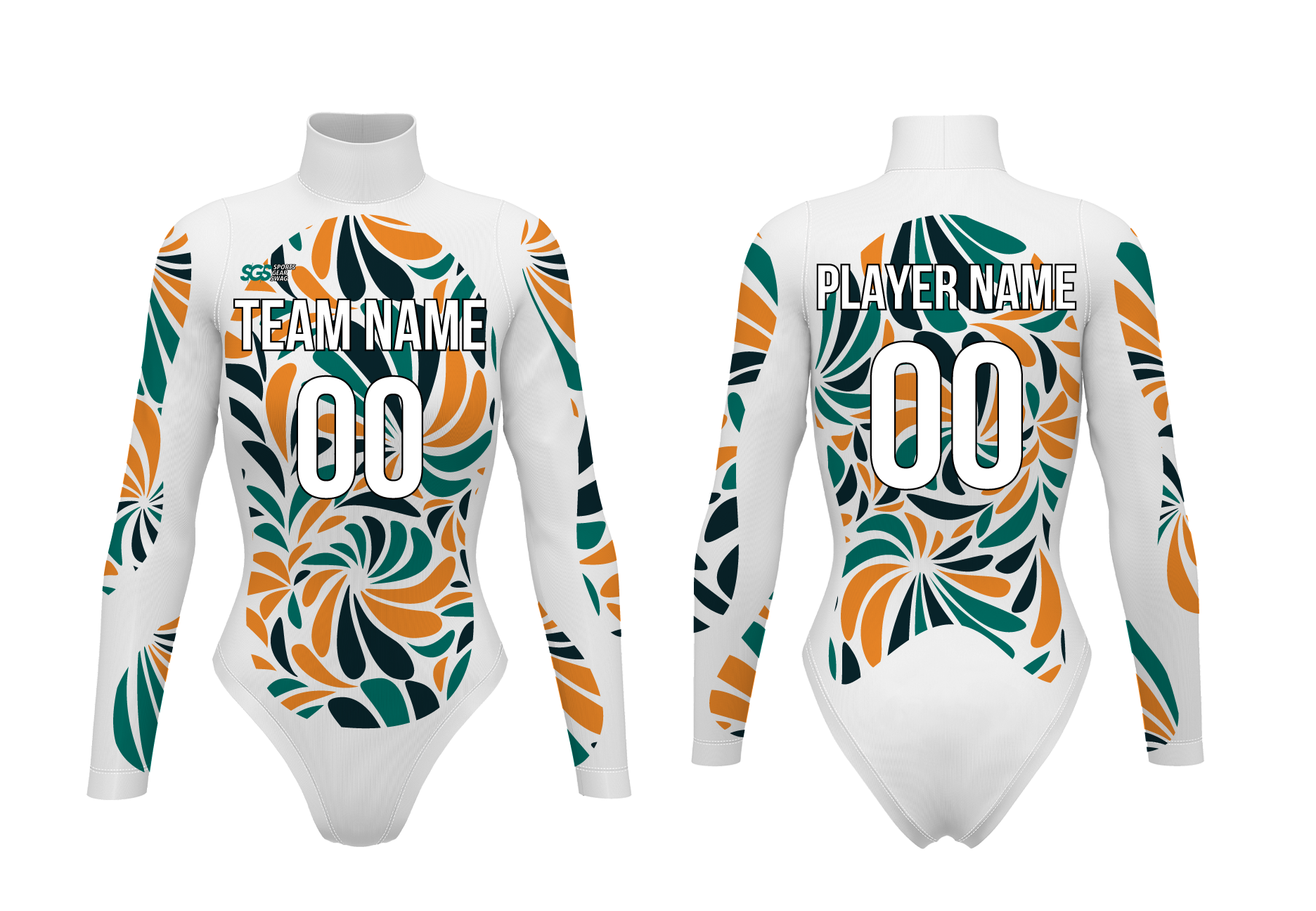 Custom cheerleading bodysuit adult youth floral whimsy - Cheerleading-bodysuits