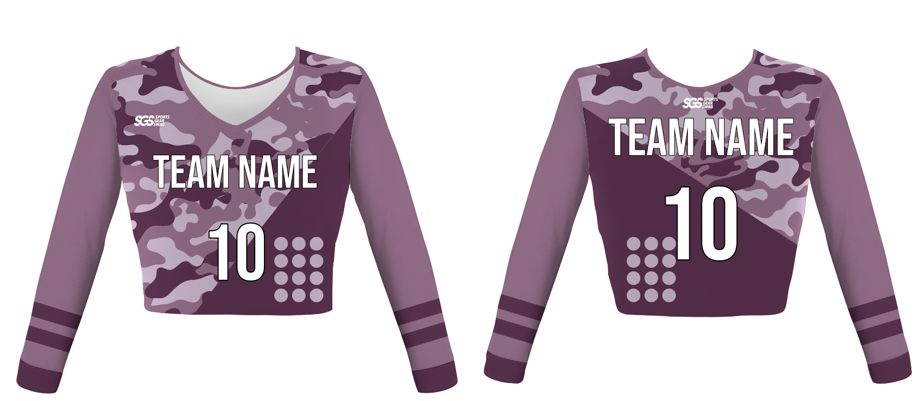 Custom berry burst camo youth adult unisex cheerleading long sleeve crop top jersey - Jersey