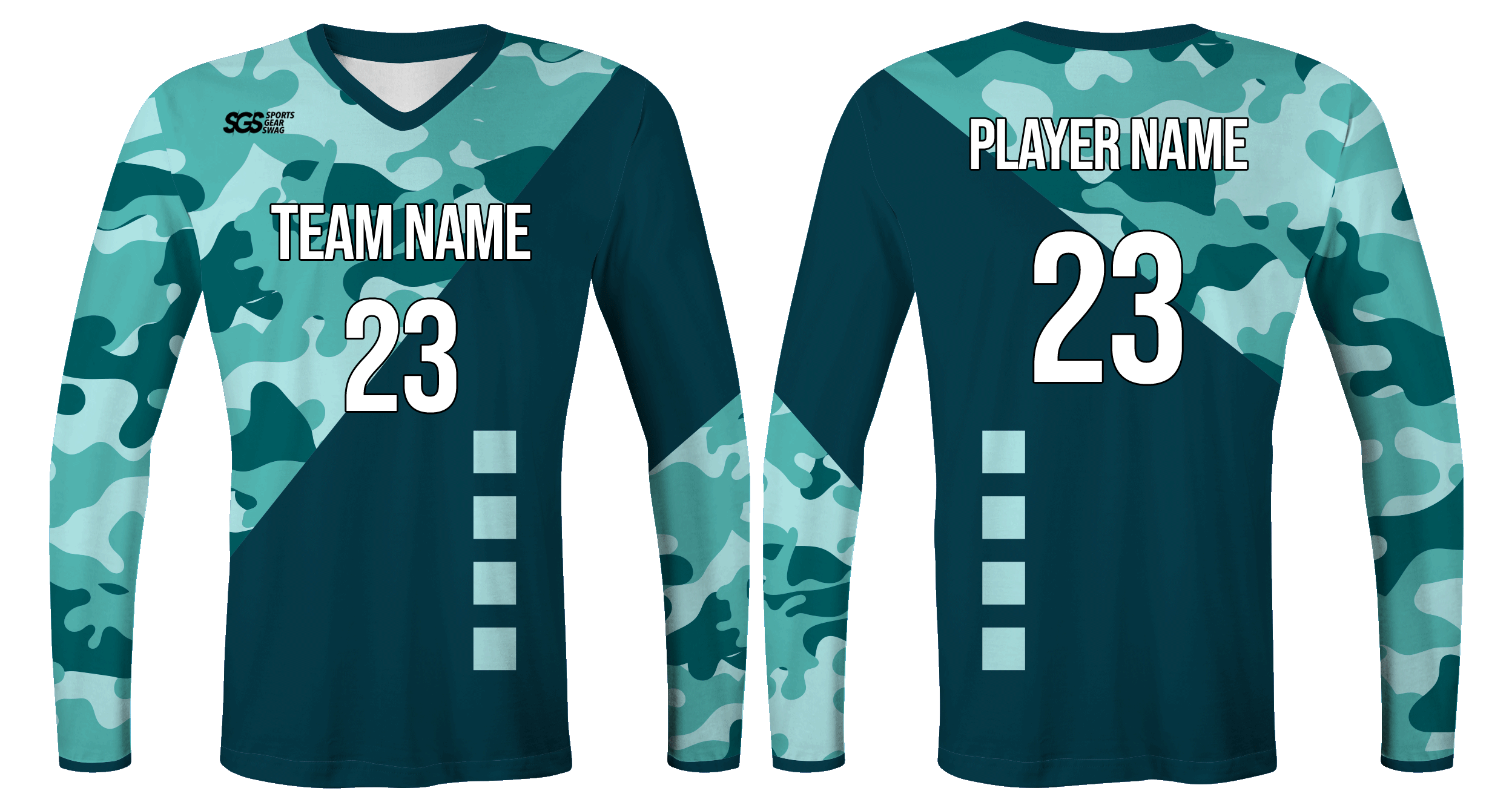 Custom  map and square blocks design camo youth unisex cheerleading long sleeve tight fit jersey - Jersey