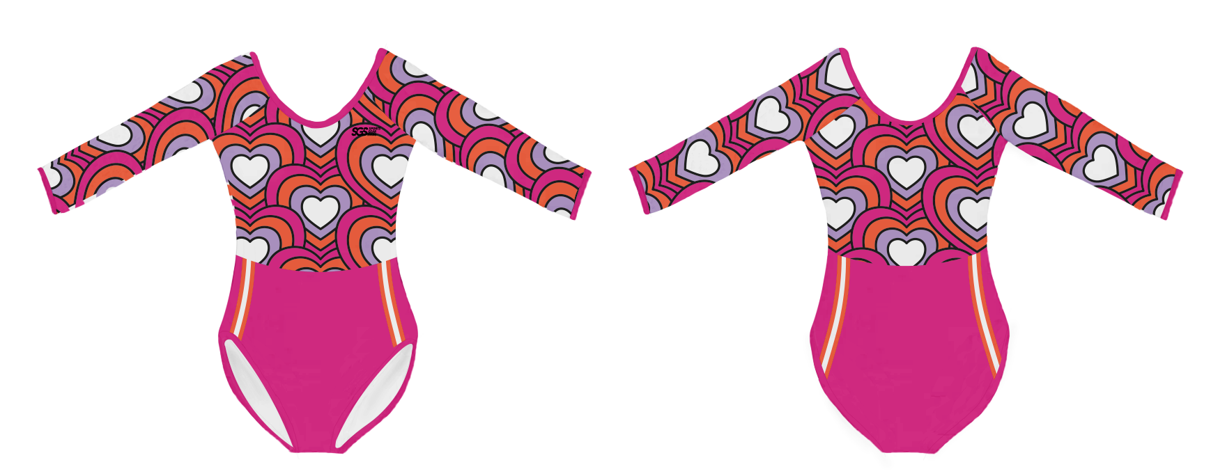 Custom youth long sleeve bathing suit multi heart - Swimming-bathing-suits