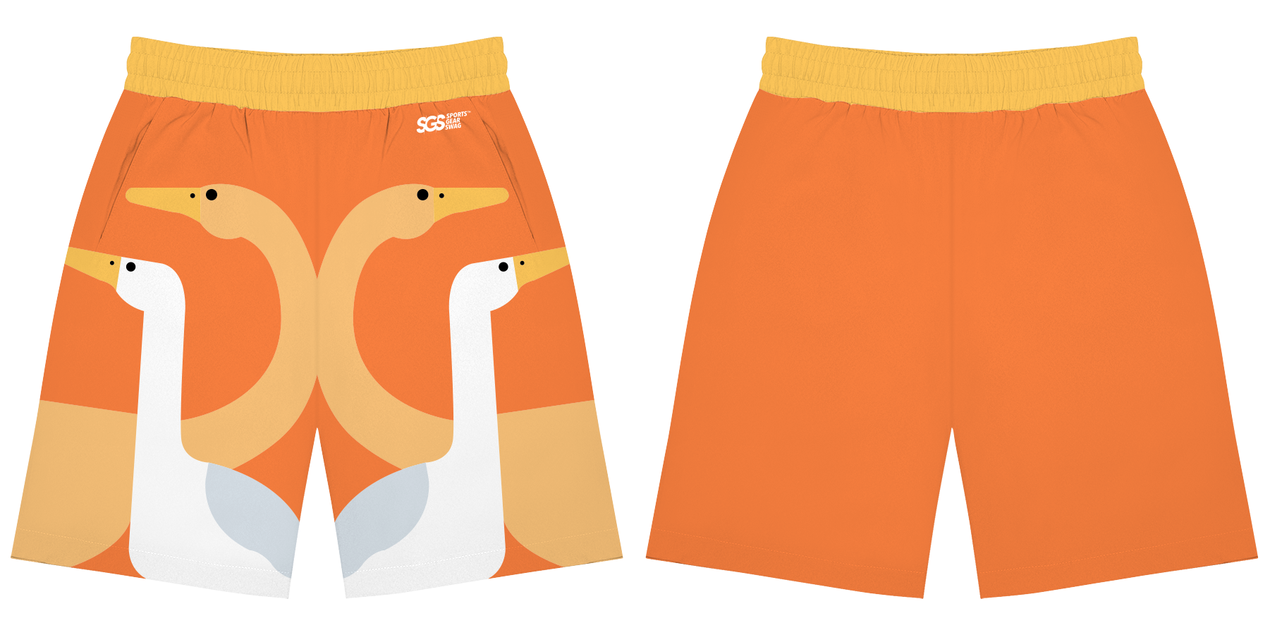 Custom swan print adult youth unisex shorts - Rugby-shorts