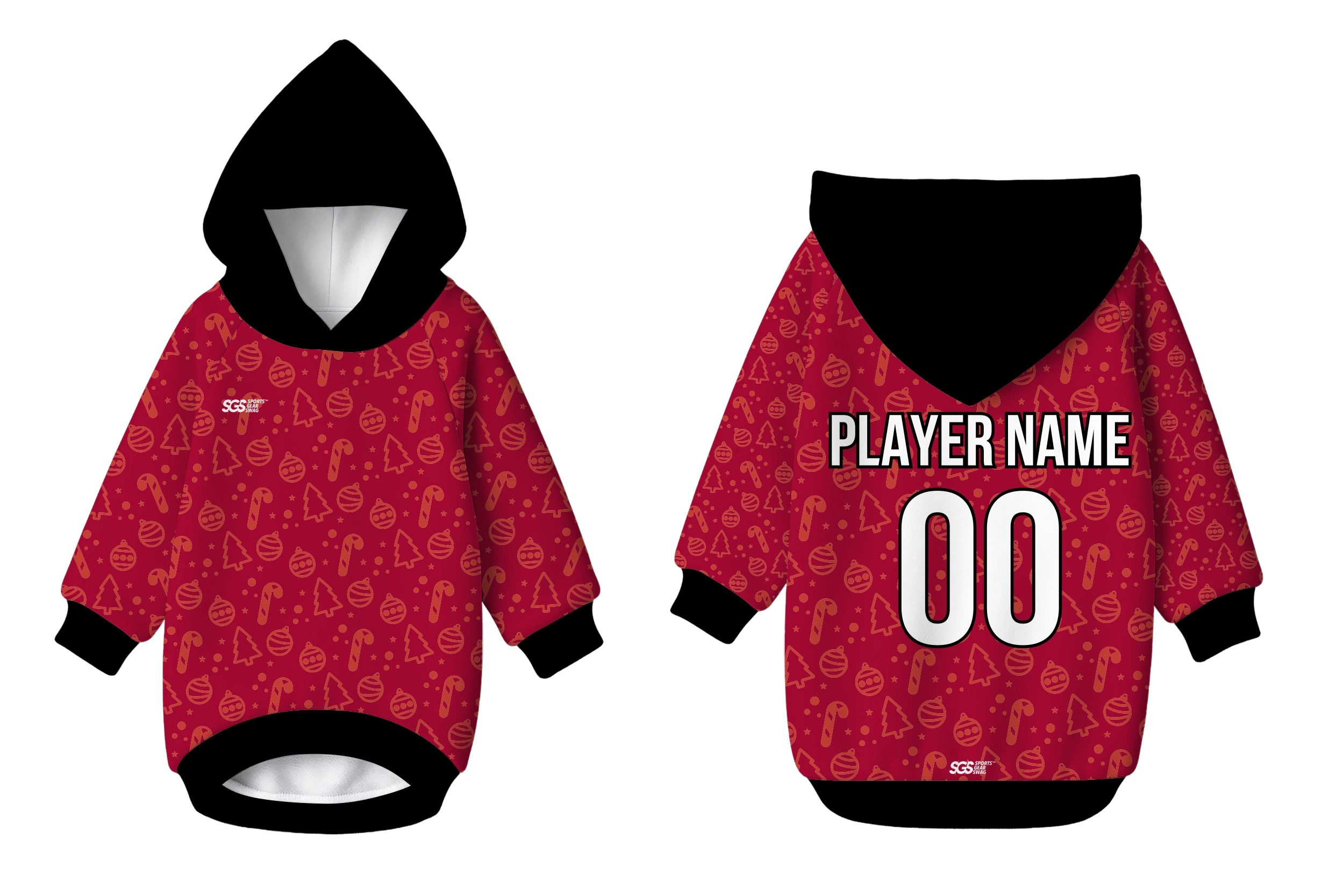 Custom pet holiday hoodie festive red - Pets-hoodie