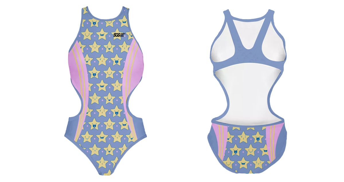 Custom youth open cut bathing suit smiling star - Swimming-bathing-suits