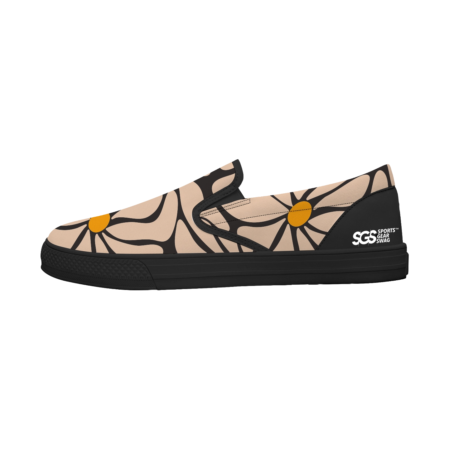 Custom slip on shoes black bloom - Slip-on-shoes