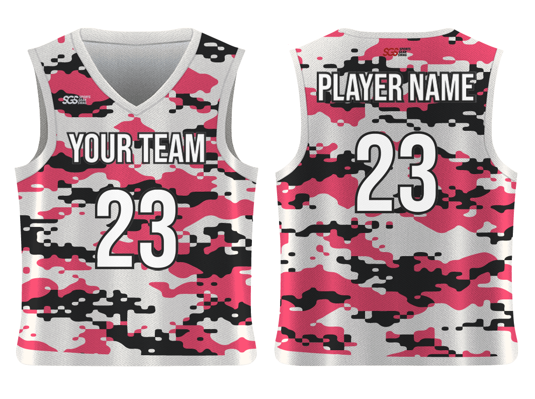 Custom vivid camo adult youth unisex basketball jersey - reversible uniform - Jersey