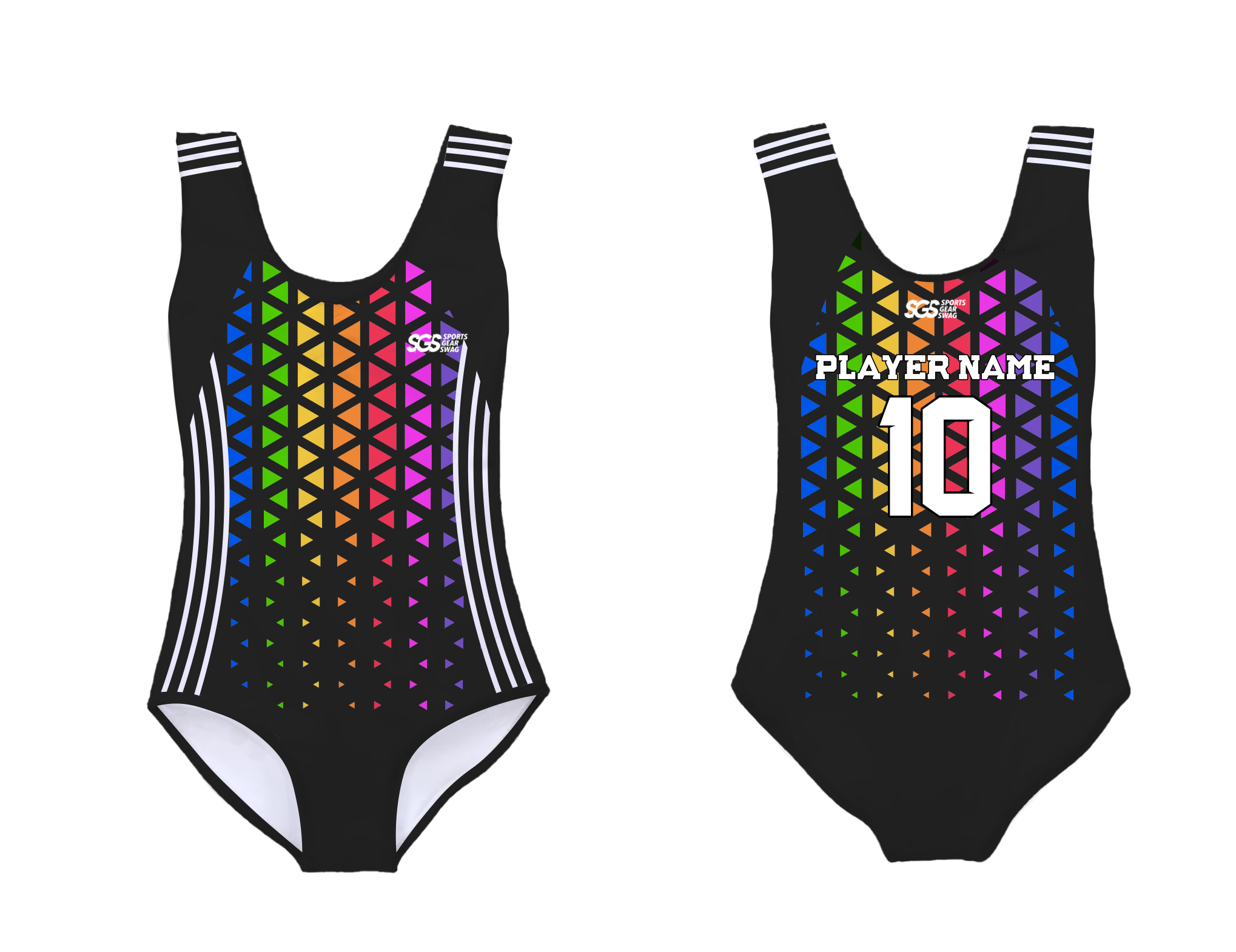 Custom sleeveless gymnastic uniform adult youth rainbow crisscross - Gymnastics-uniforms
