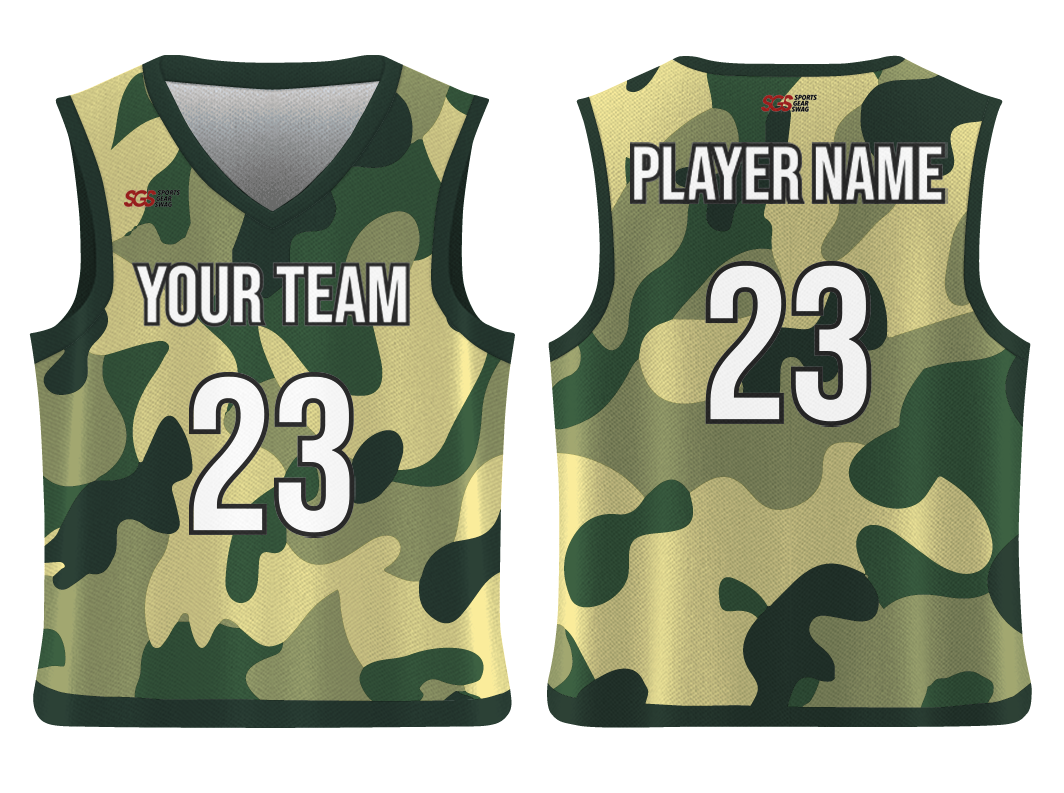 Custom hunter camo adult youth unisex basketball jersey - reversible uniform - Jersey