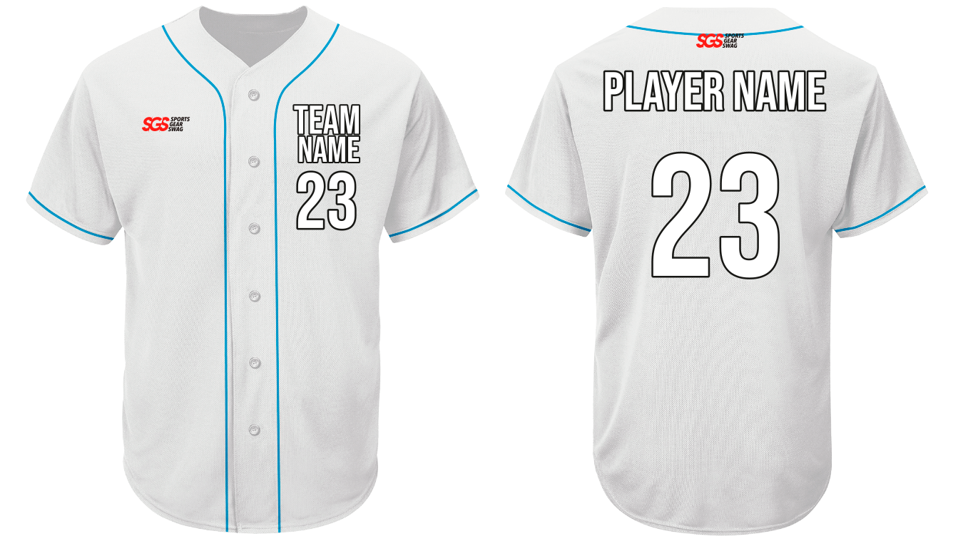 Custom classic white and blue adult youth unisex full buttons baseball jersey - Jersey
