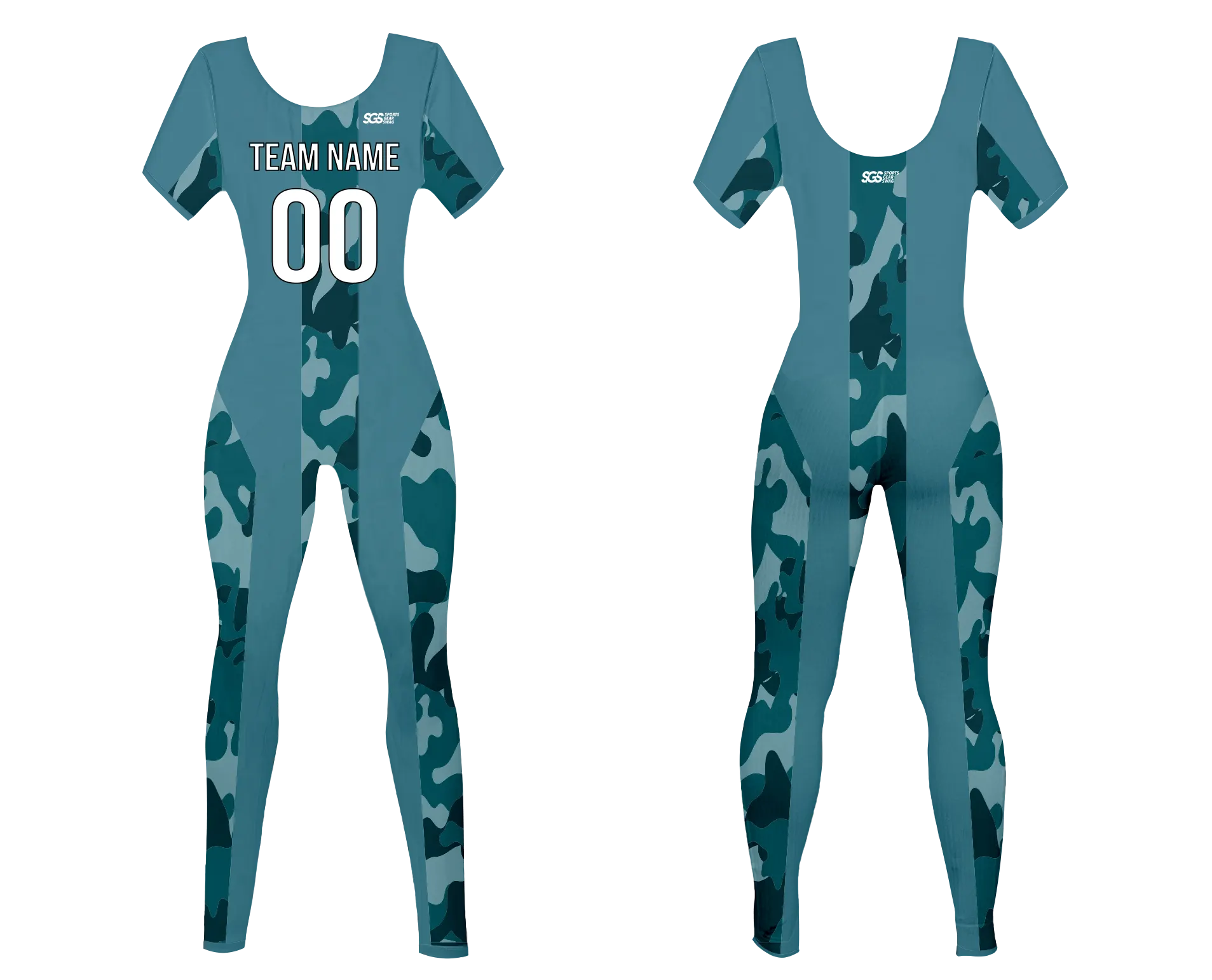 Custom women short sleeve dance bodysuit wild camo flow - Dance-bodysuits