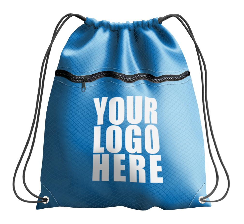 Blue drawstring bag with zipper - Drawstring-bag